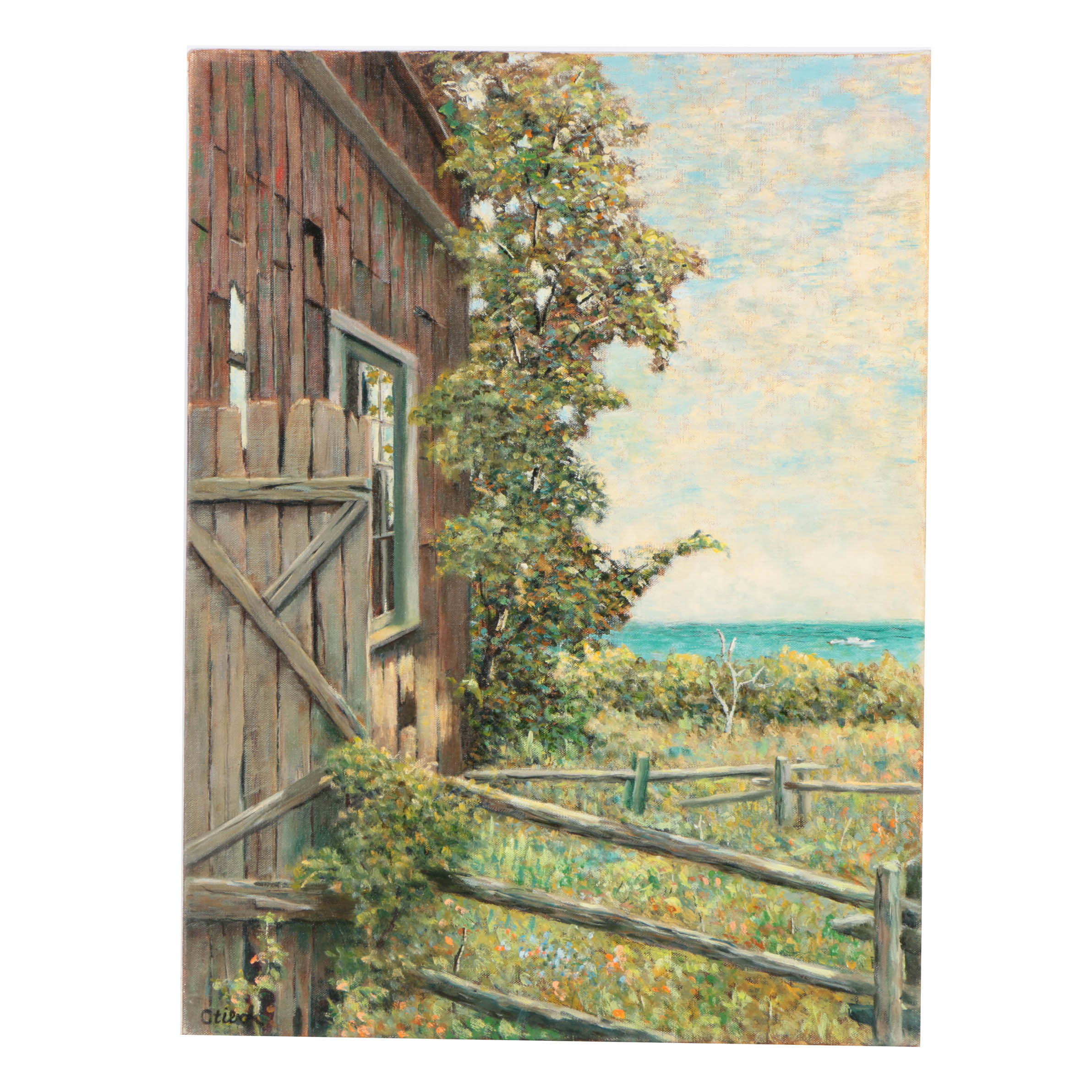 Vladmir Ctibor Oil Painting on Canvas "Ano Nuevo Barn"