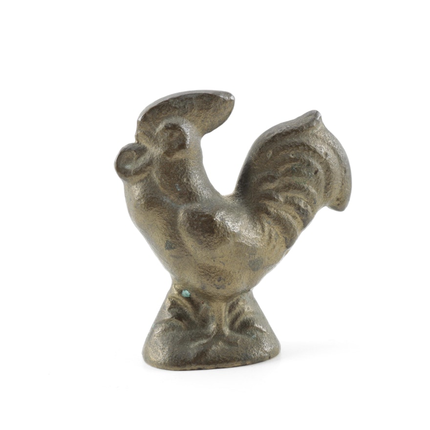 Hammered Brass Rooster Figurine