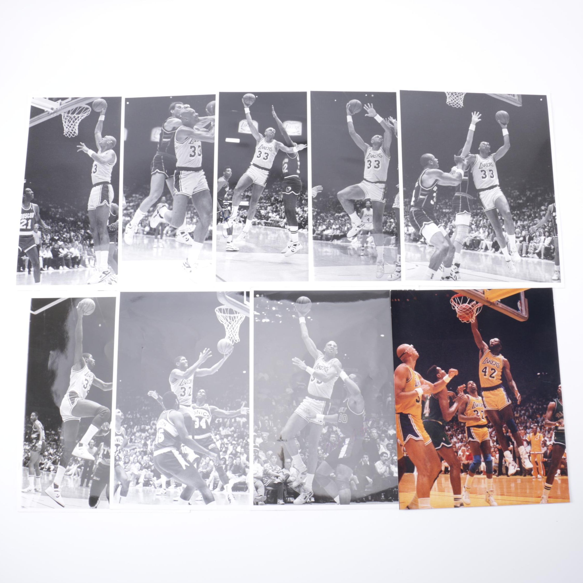 Kareem Abdul-Jabbar and Magic Johnson Los Angeles Lakers Game Photographs