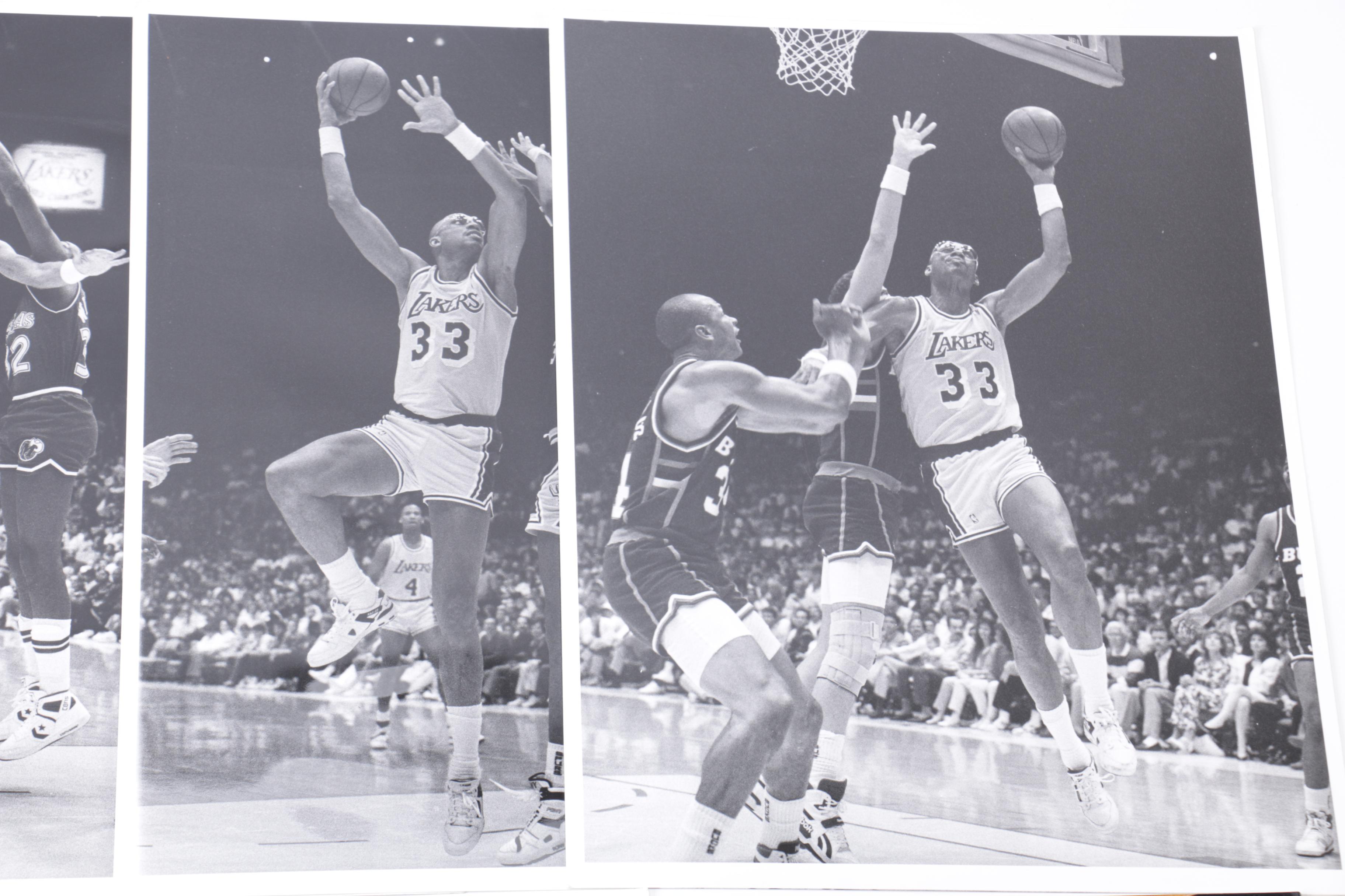 Kareem Abdul-Jabbar and Magic Johnson Los Angeles Lakers Game Photographs