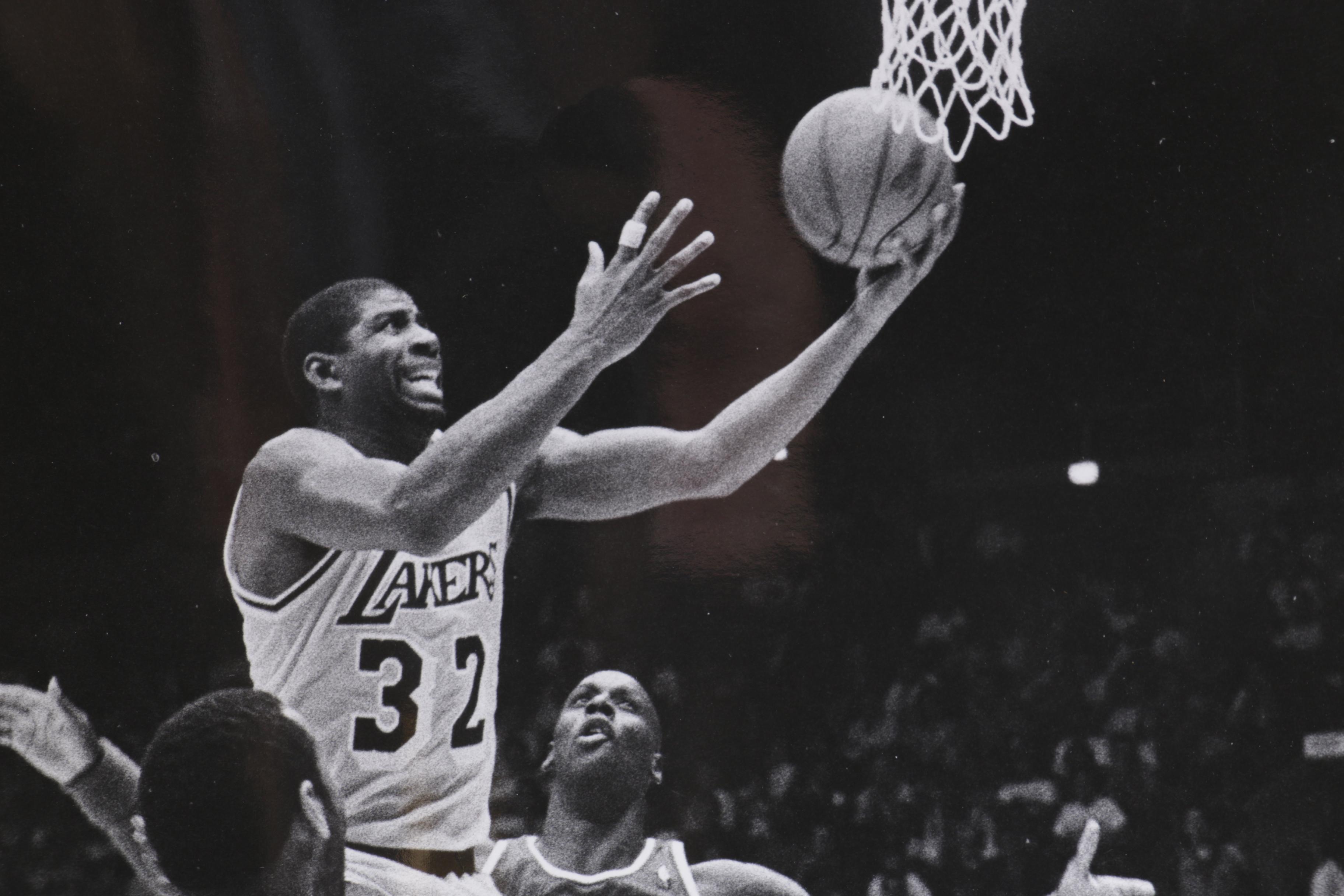 Kareem Abdul-Jabbar and Magic Johnson Los Angeles Lakers Game Photographs