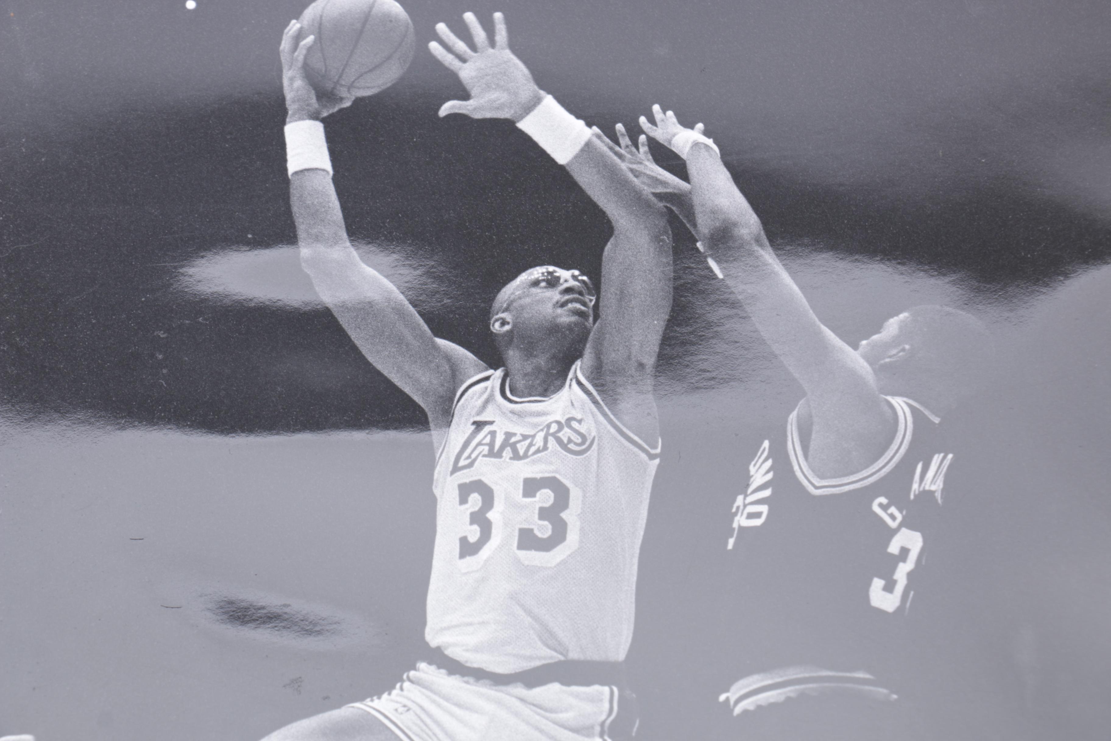 Kareem Abdul-Jabbar and Magic Johnson Los Angeles Lakers Game Photographs