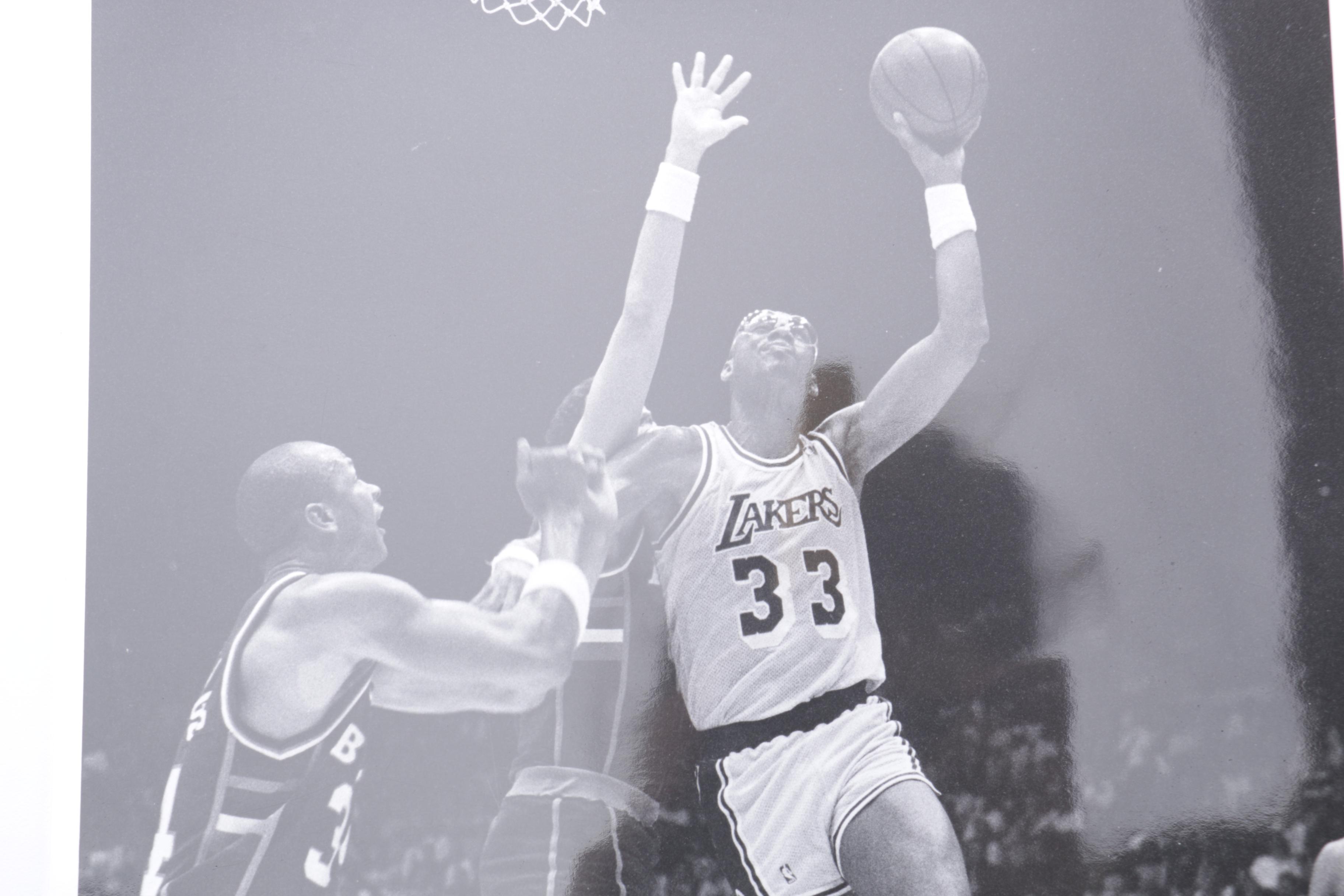 Kareem Abdul-Jabbar and Magic Johnson Los Angeles Lakers Game Photographs