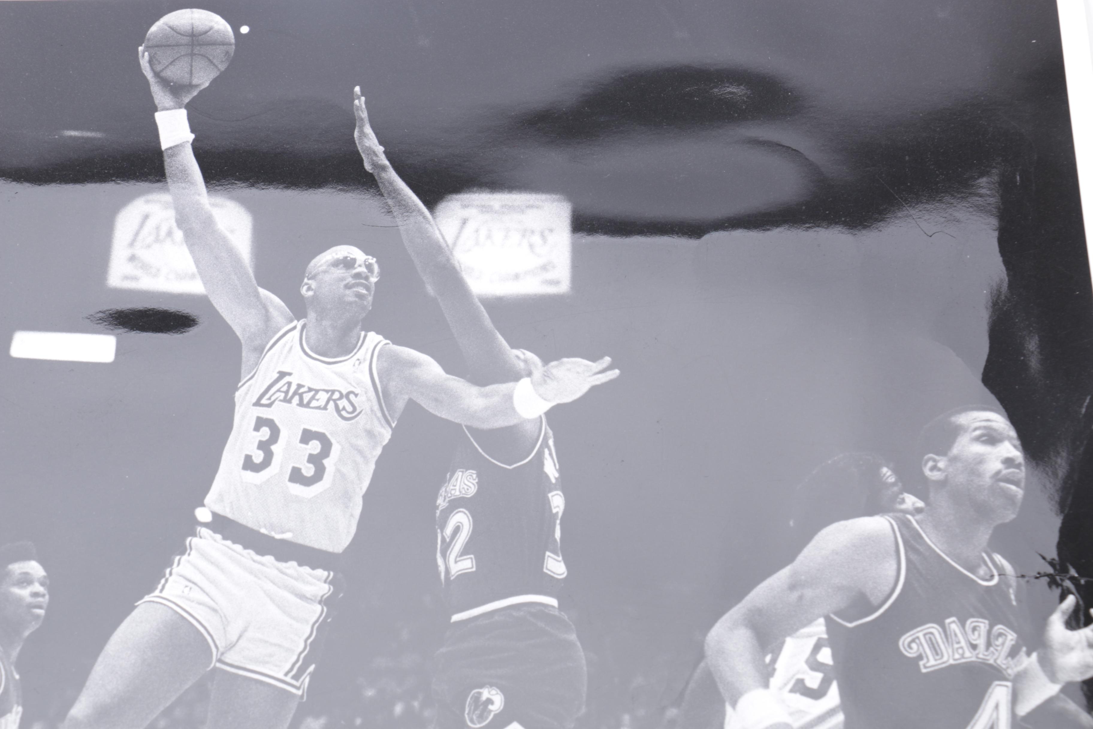 Kareem Abdul-Jabbar and Magic Johnson Los Angeles Lakers Game Photographs