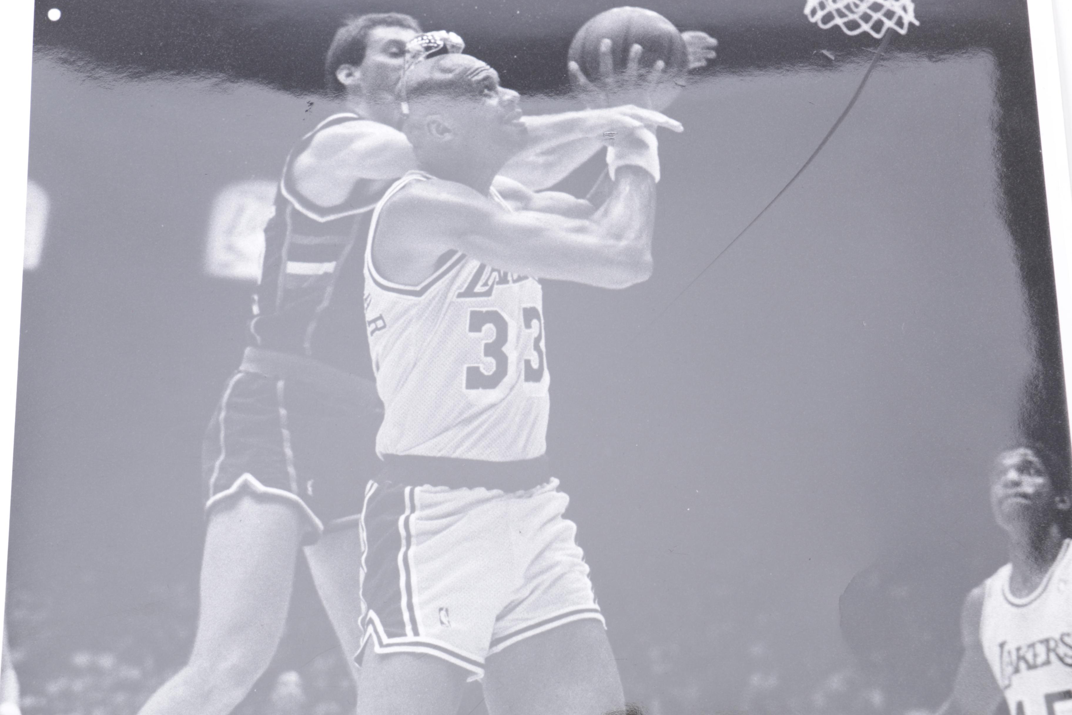 Kareem Abdul-Jabbar and Magic Johnson Los Angeles Lakers Game Photographs