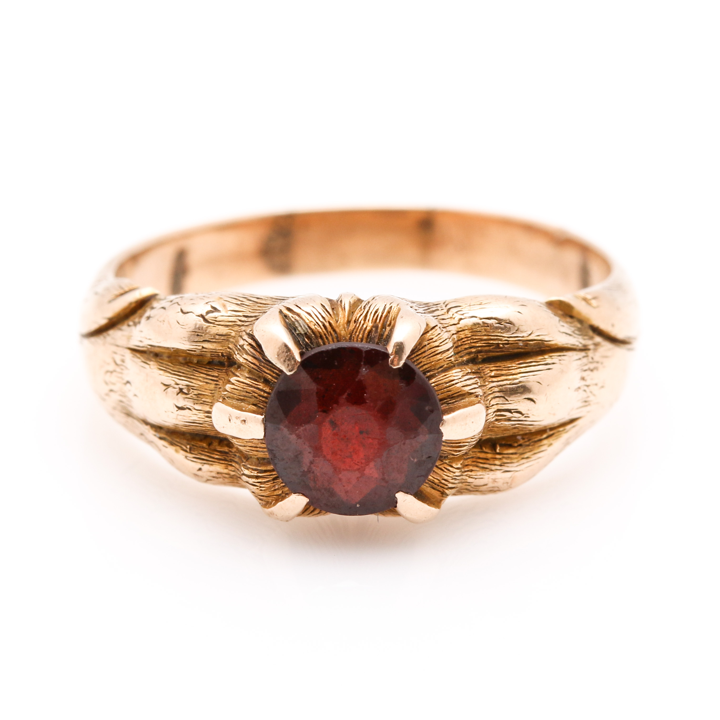 14K Yellow Gold Garnet Ring