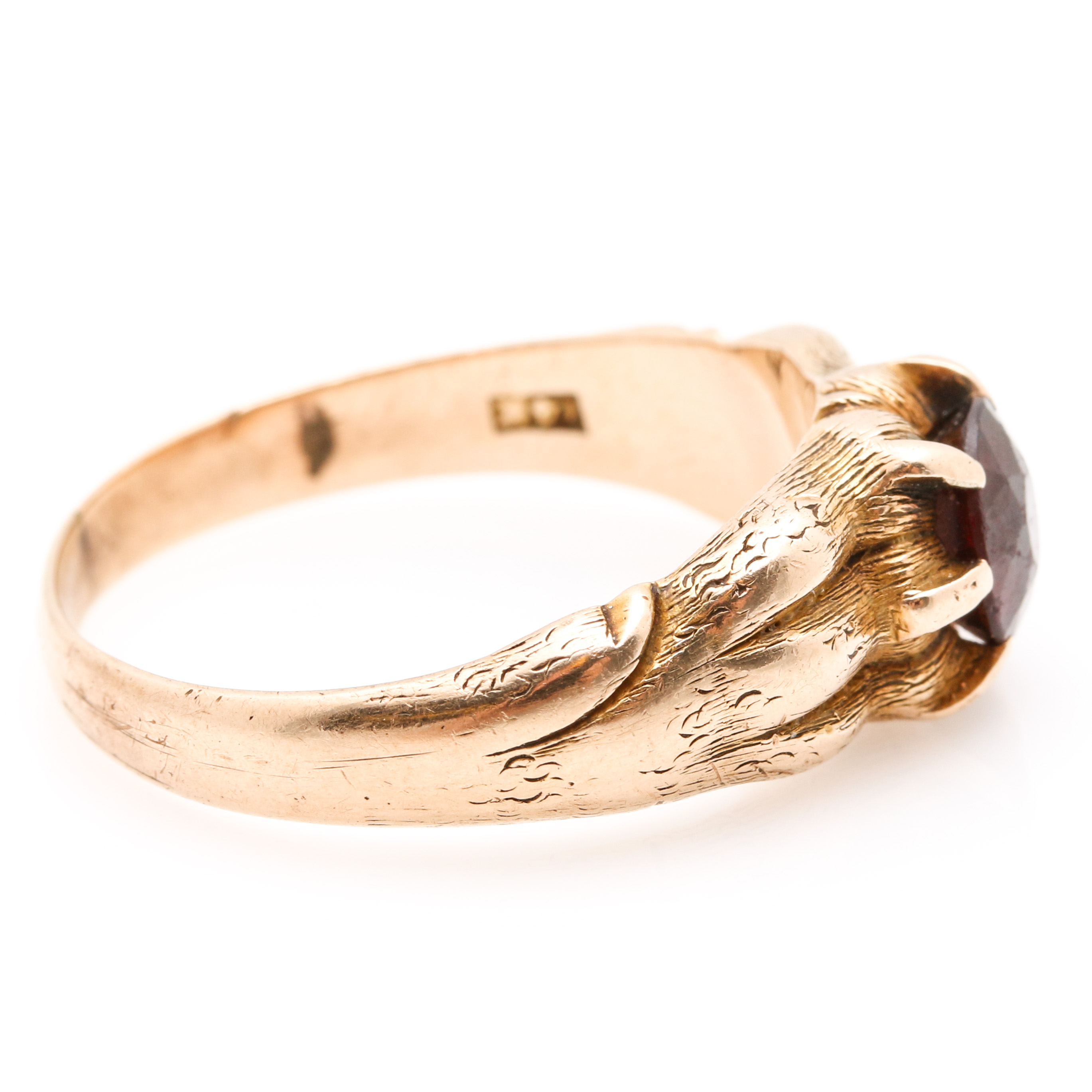 14K Yellow Gold Garnet Ring