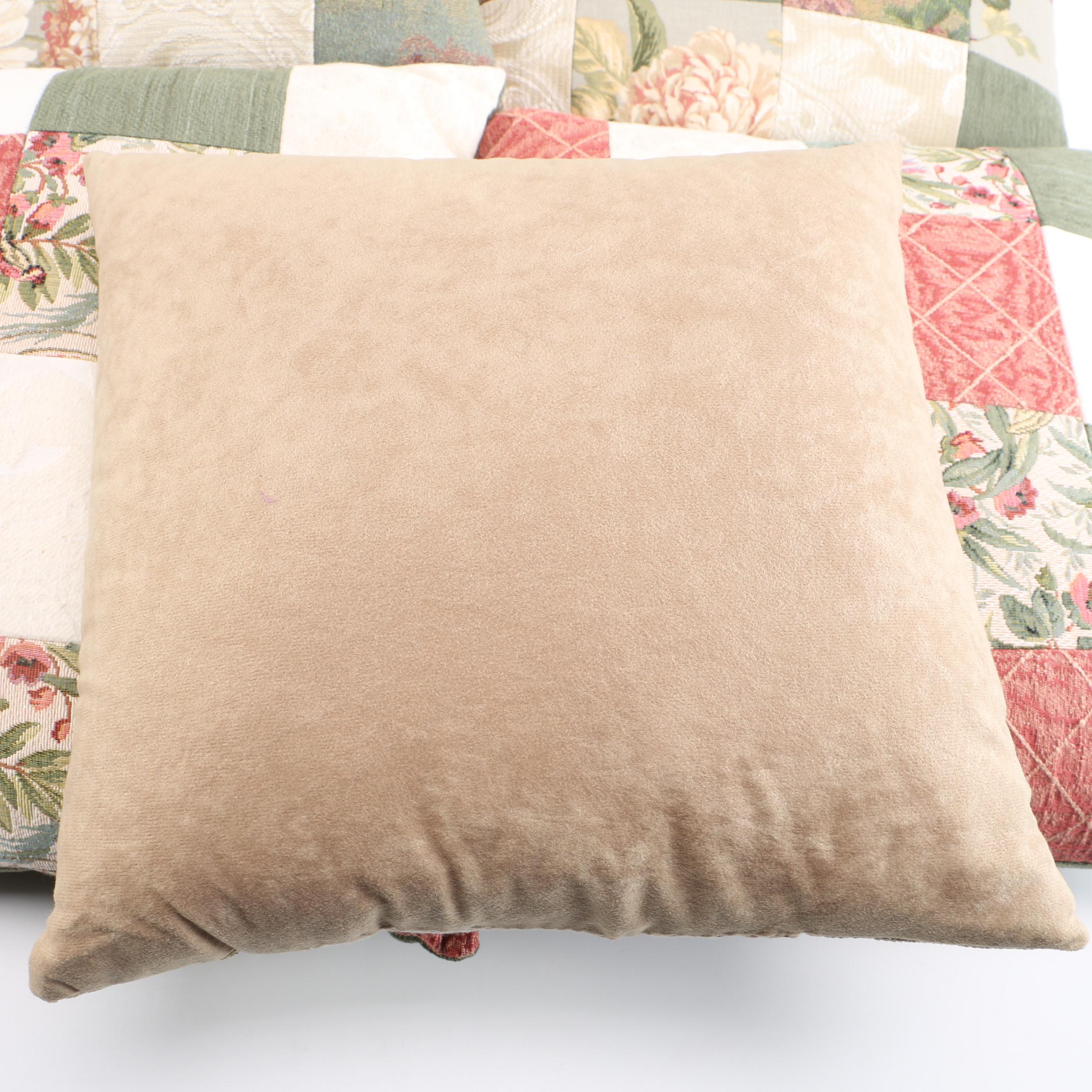 Floral Sage Green and Coral Throw Pillow Set