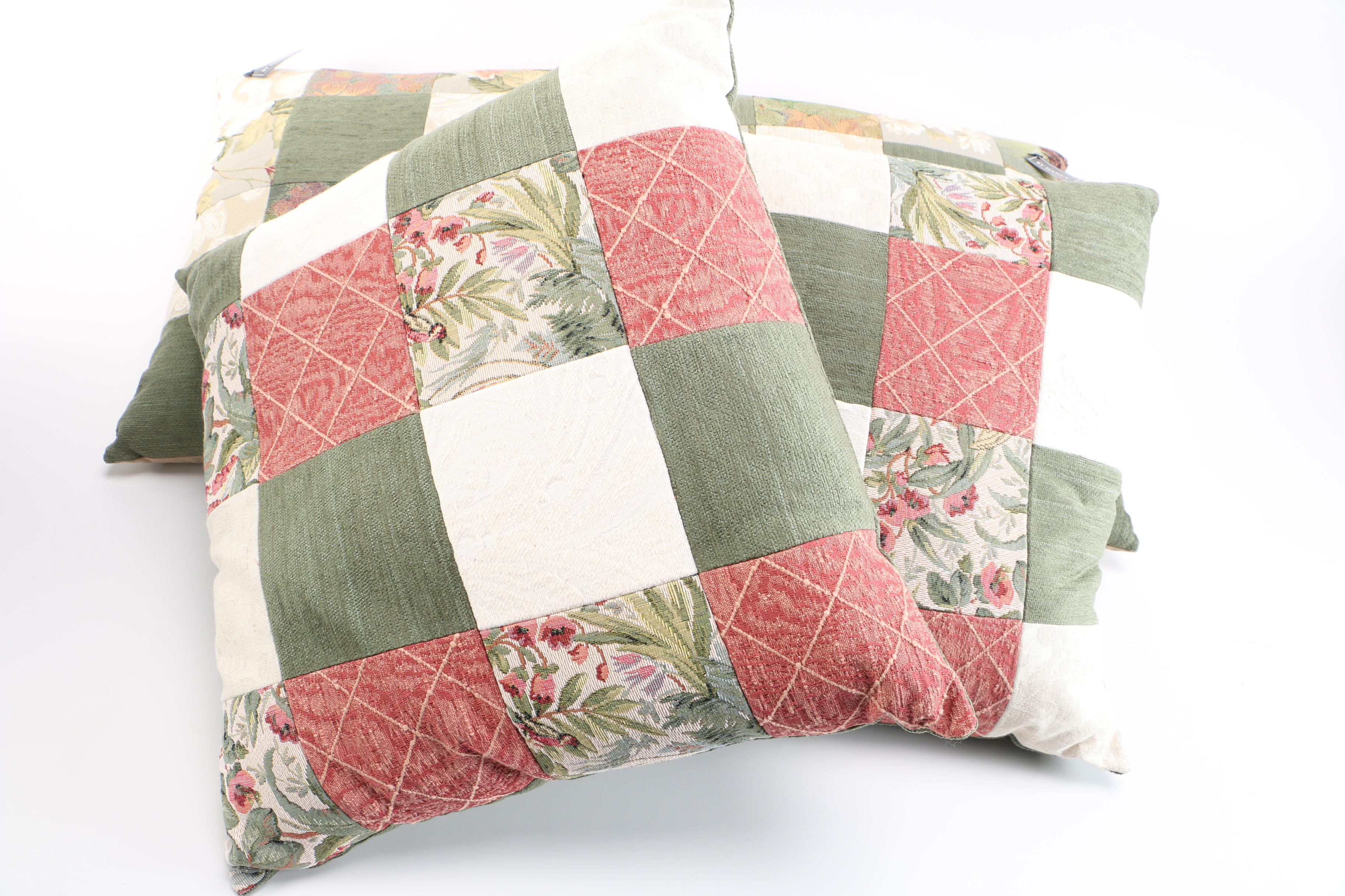 Floral Sage Green and Coral Throw Pillow Set