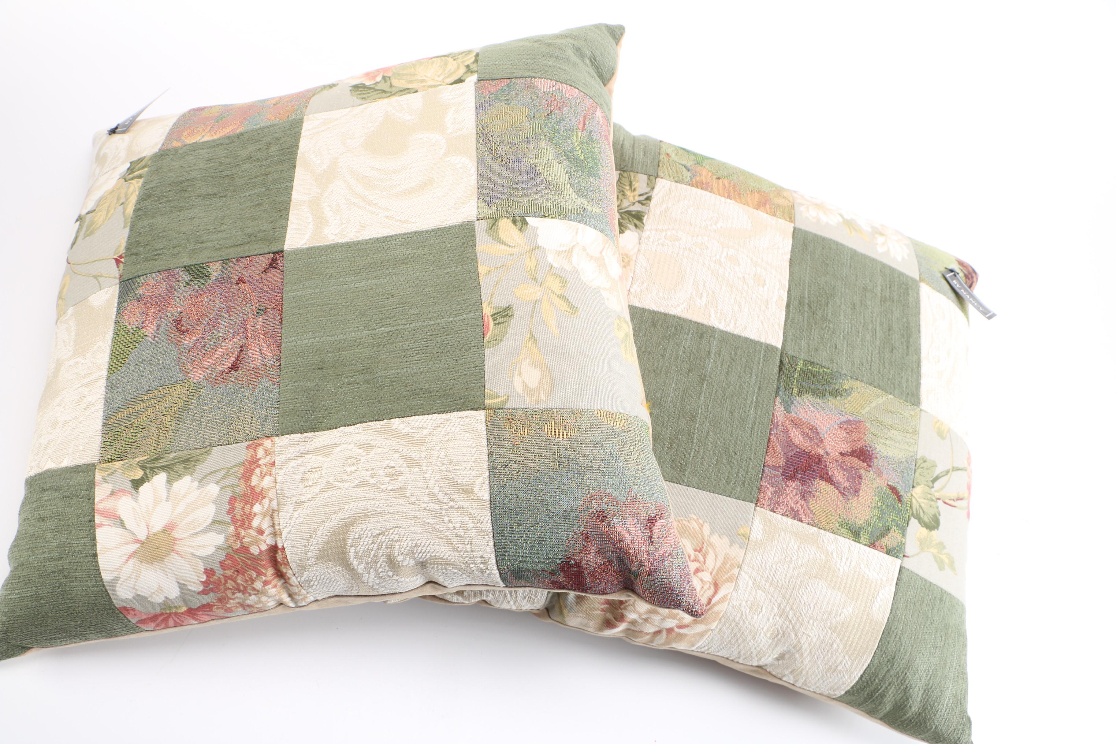 Floral Sage Green and Coral Throw Pillow Set