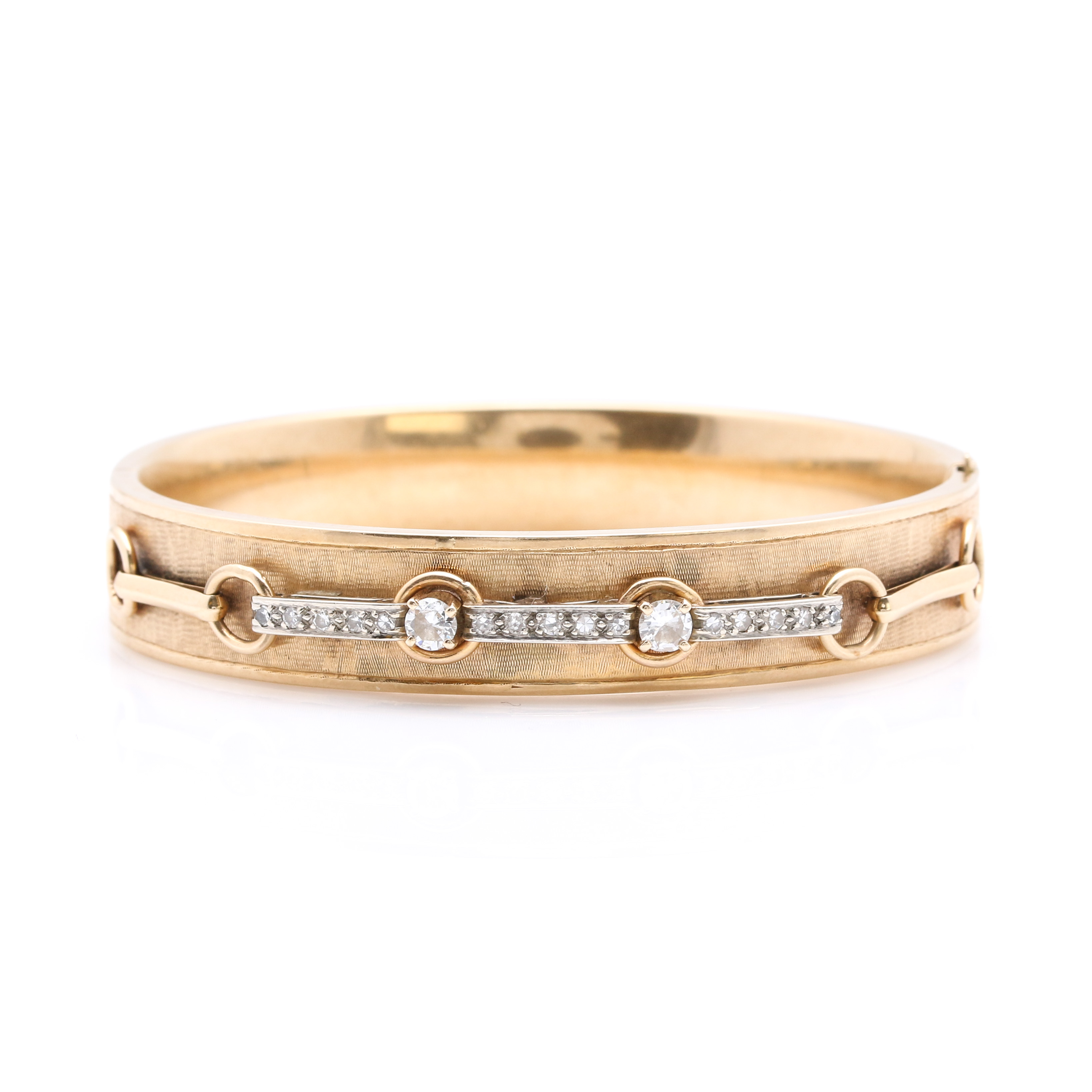 14K Yellow Gold Diamond Cuff Bracelet