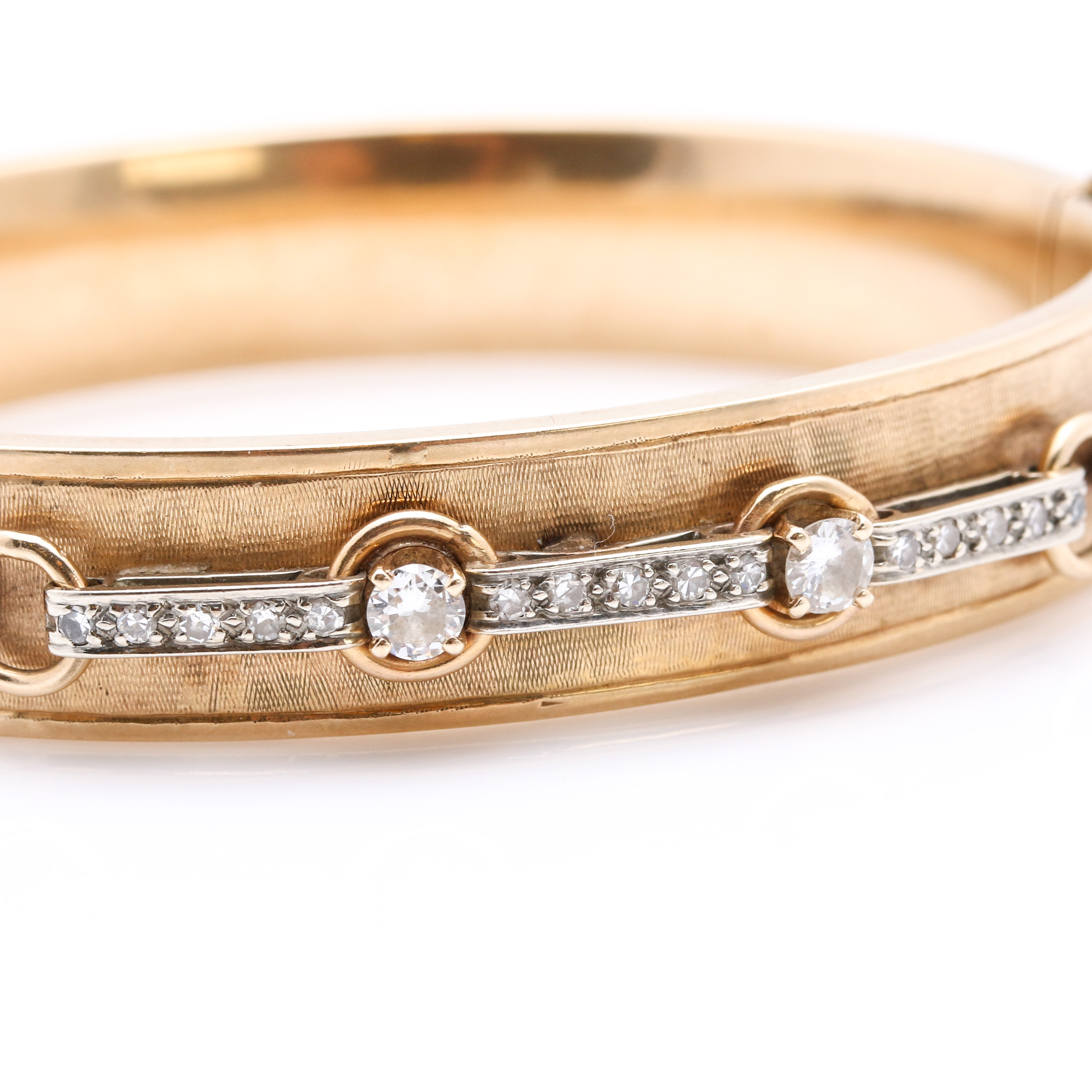 14K Yellow Gold Diamond Cuff Bracelet