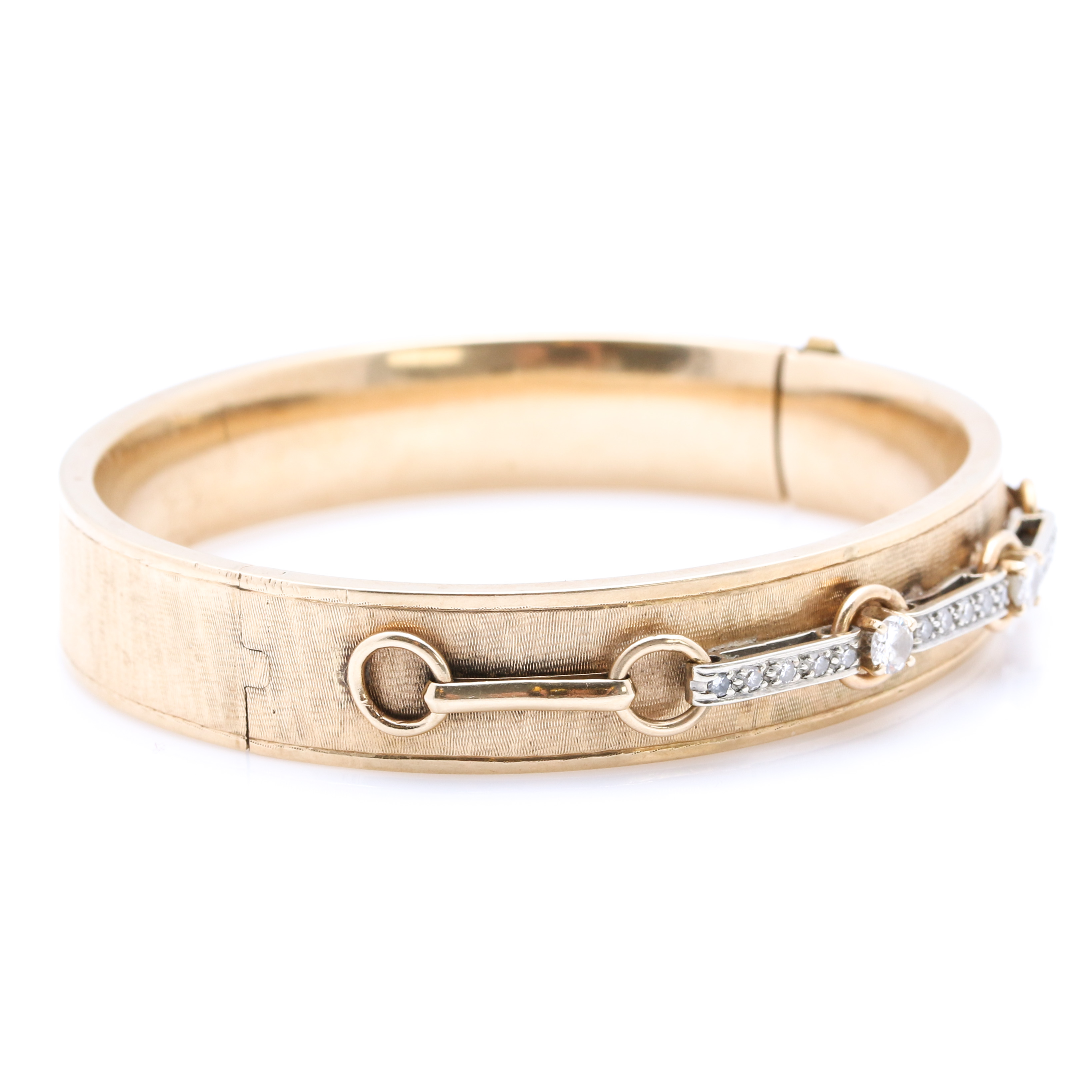 14K Yellow Gold Diamond Cuff Bracelet