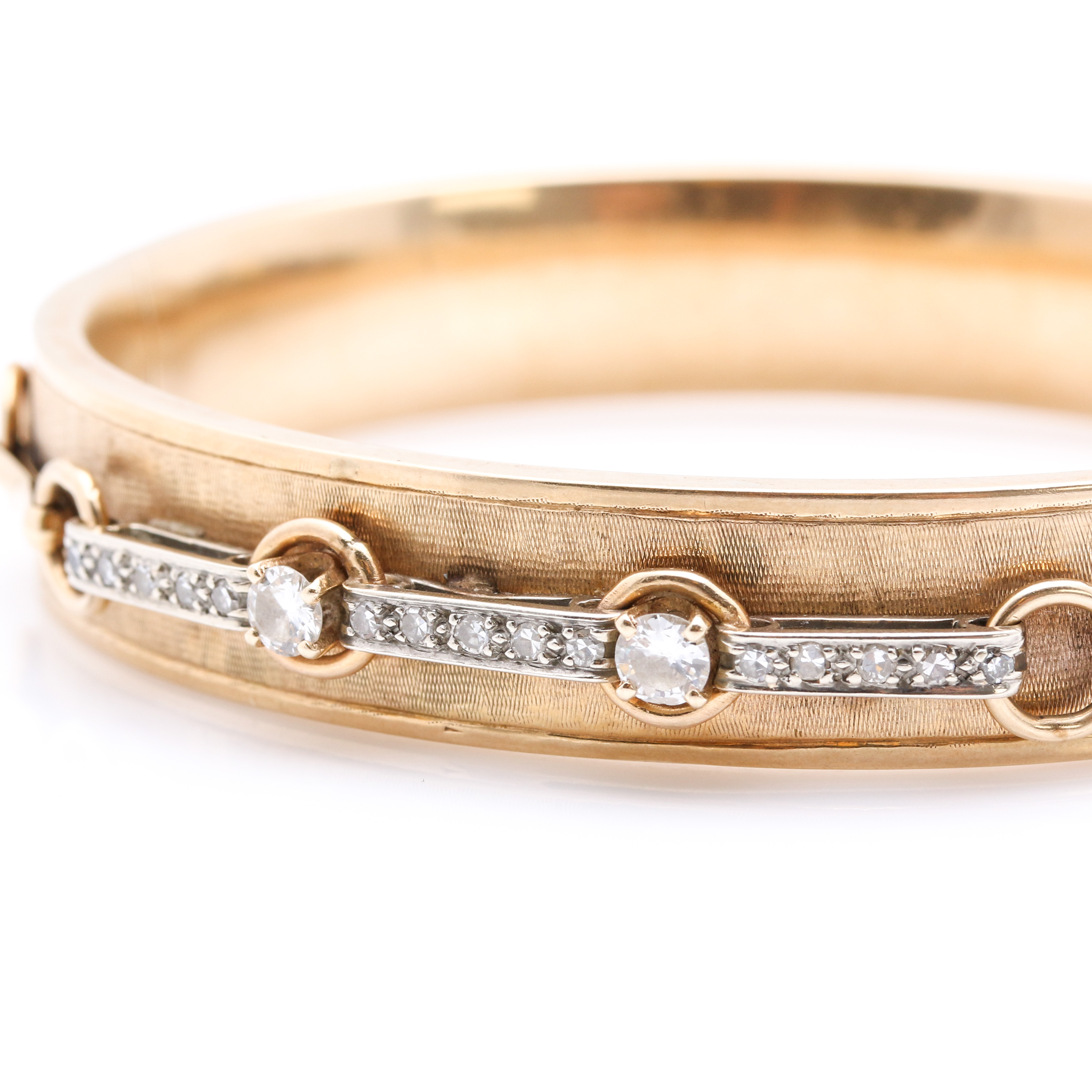 14K Yellow Gold Diamond Cuff Bracelet