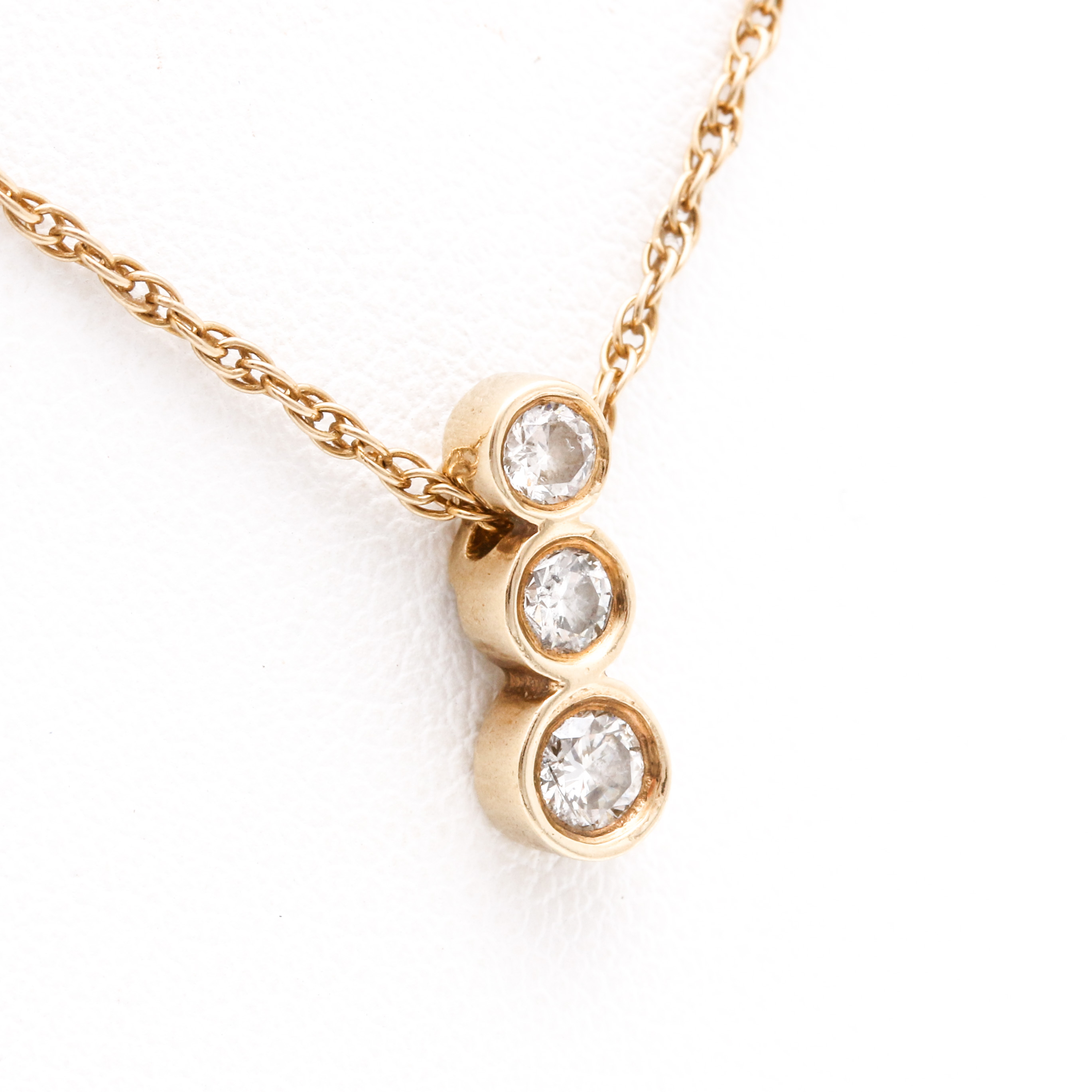14K Yellow Gold Diamond Journey Pendant Necklace
