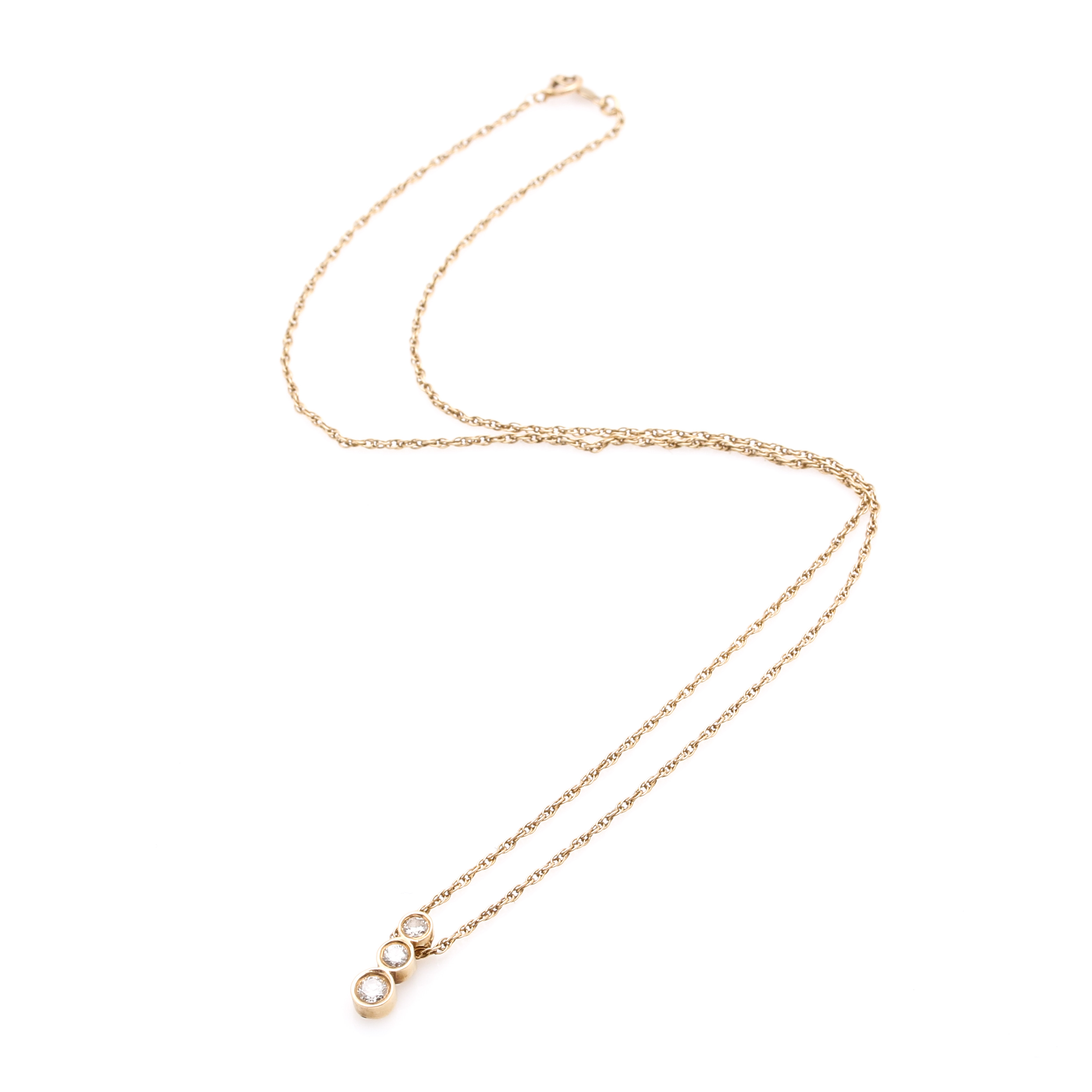 14K Yellow Gold Diamond Journey Pendant Necklace