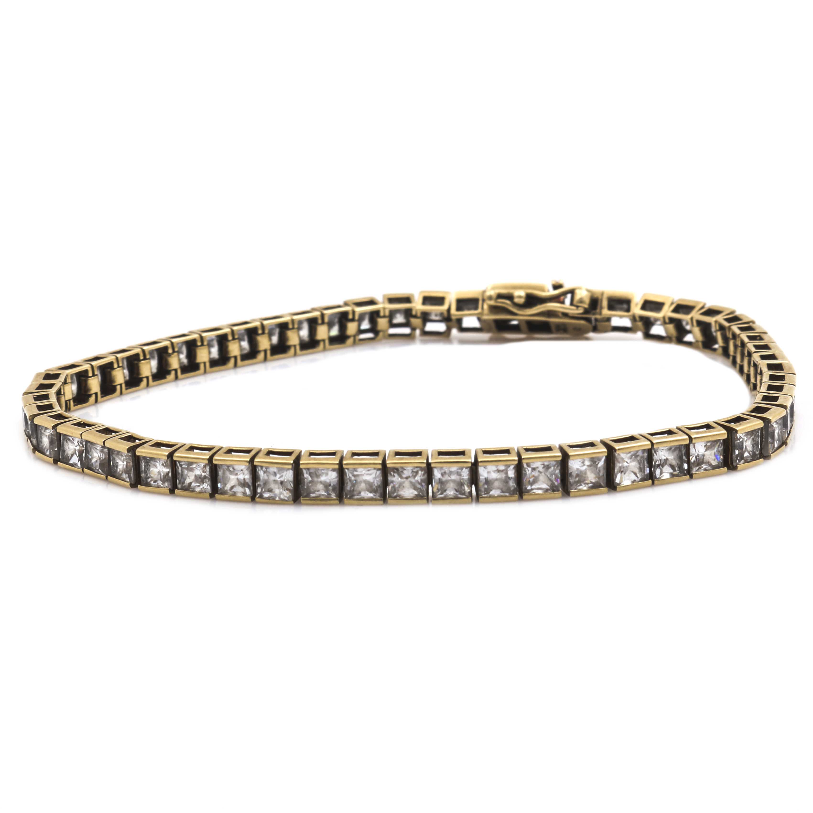 14K Yellow Gold Cubic Zirconia Tennis Bracelet