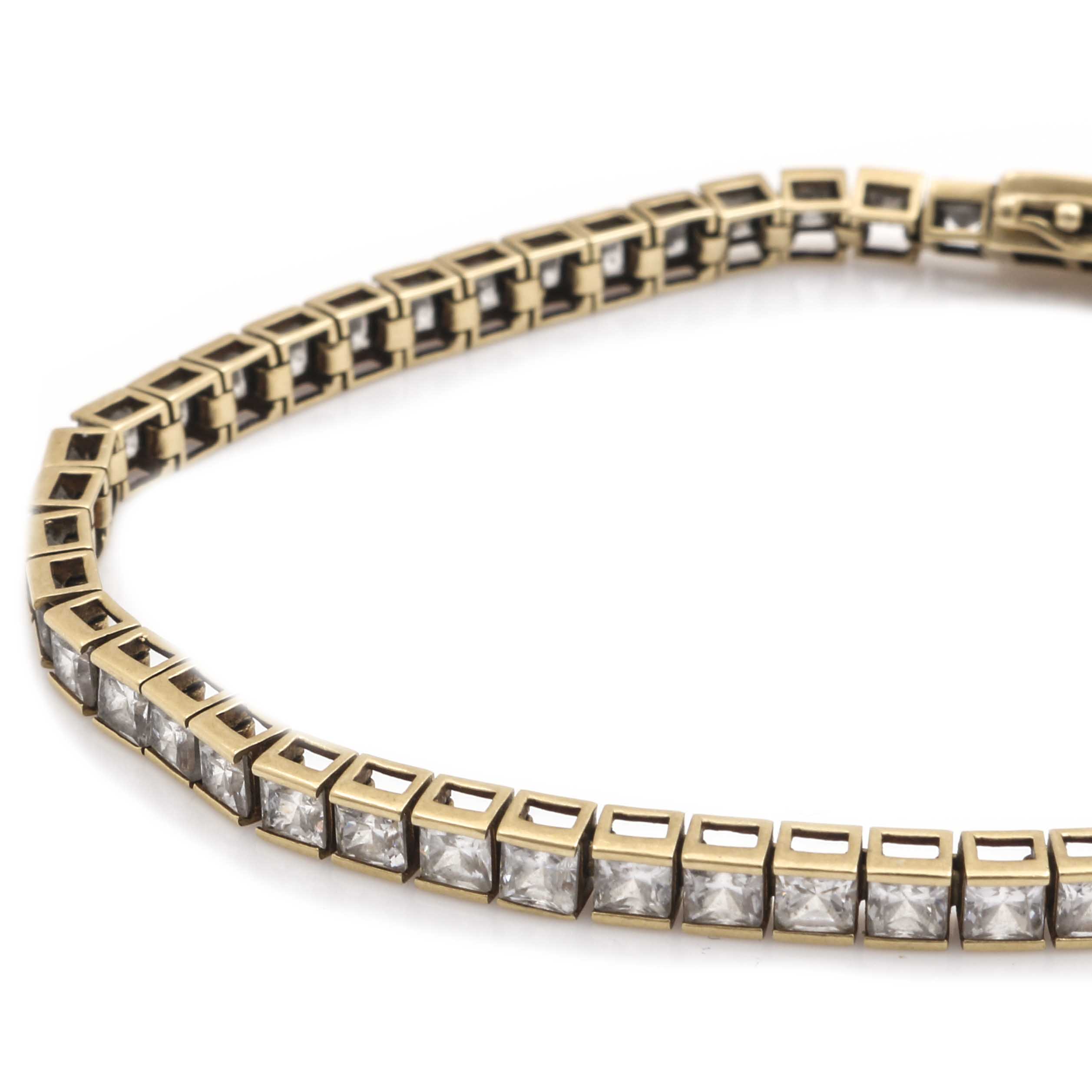 14K Yellow Gold Cubic Zirconia Tennis Bracelet