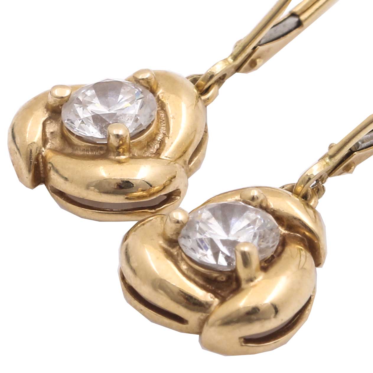 14K Yellow Gold Cubic Zirconia Dangle Earrings
