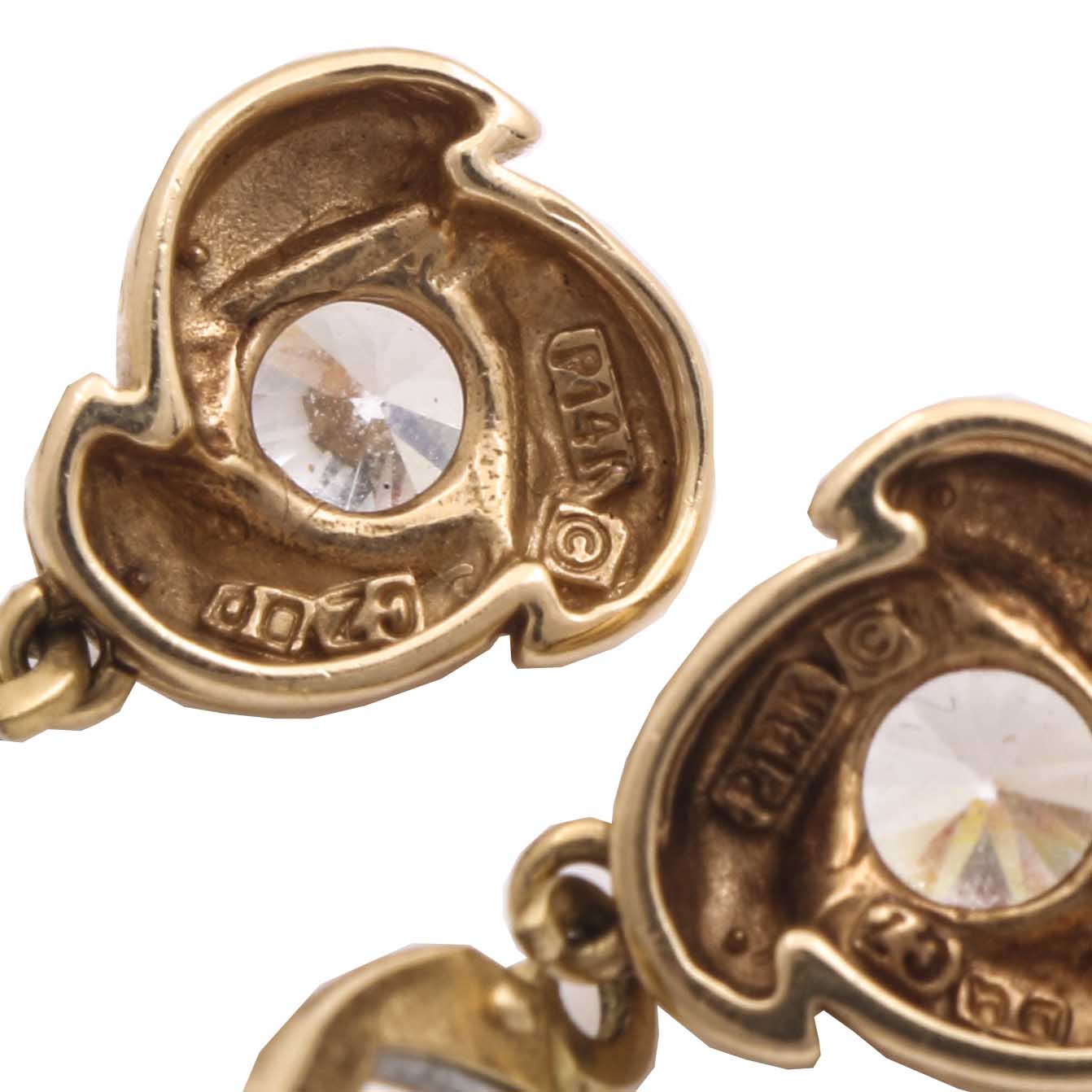 14K Yellow Gold Cubic Zirconia Dangle Earrings