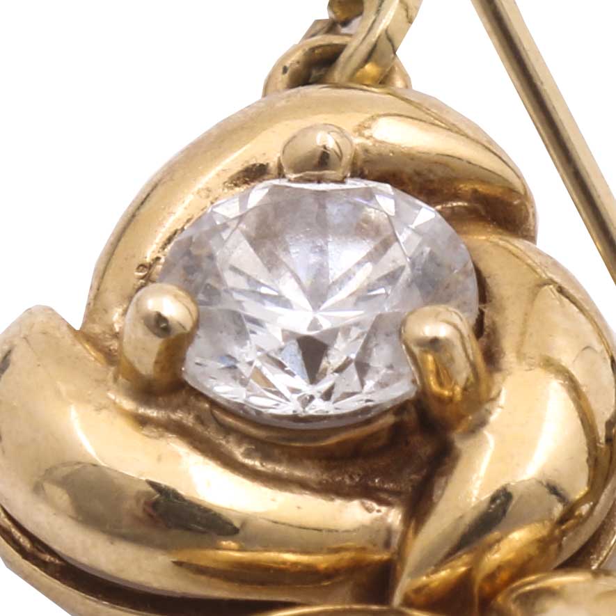 14K Yellow Gold Cubic Zirconia Dangle Earrings