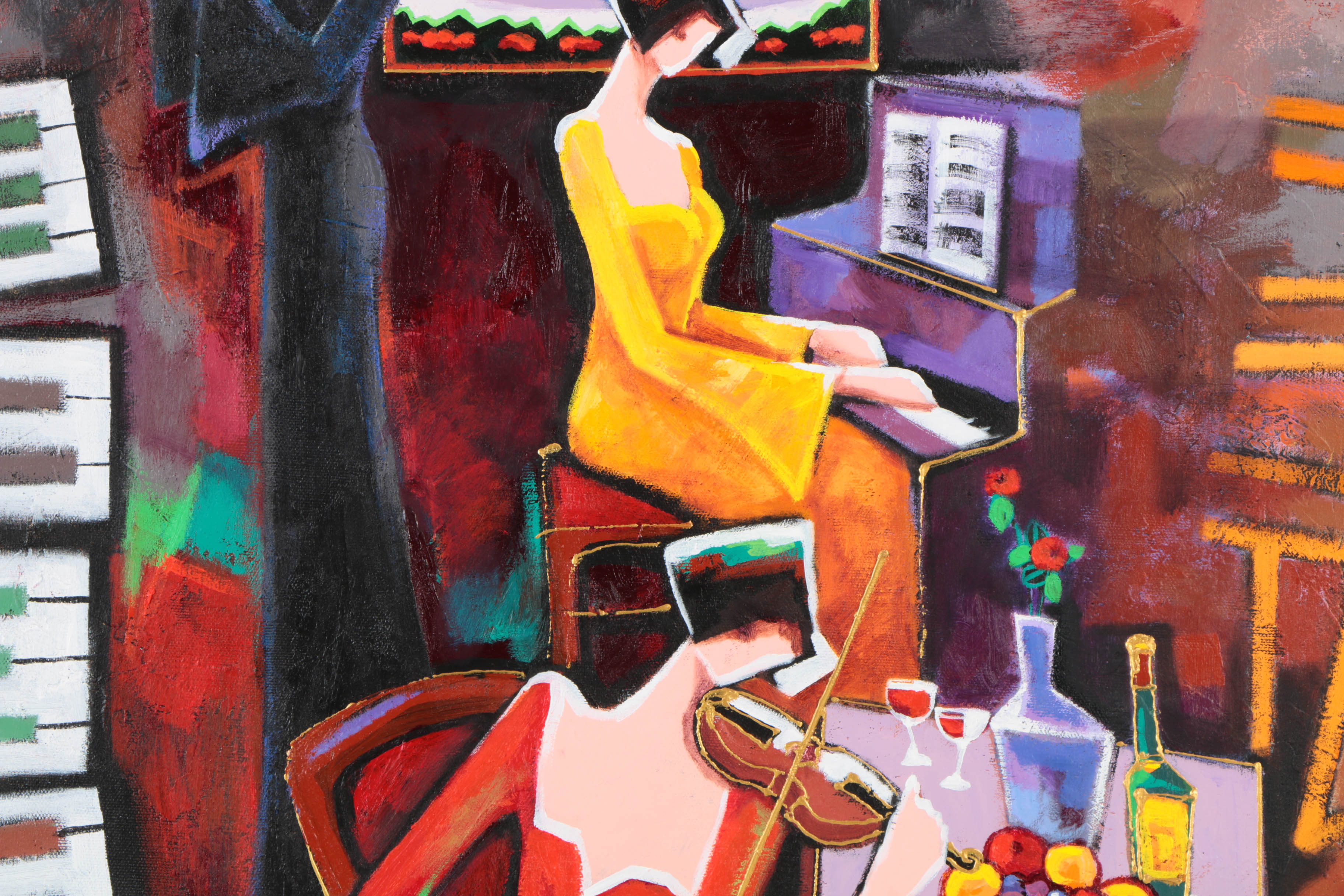 Charles Lee Acrylic Painting on Canvas "Moonlight Trio"