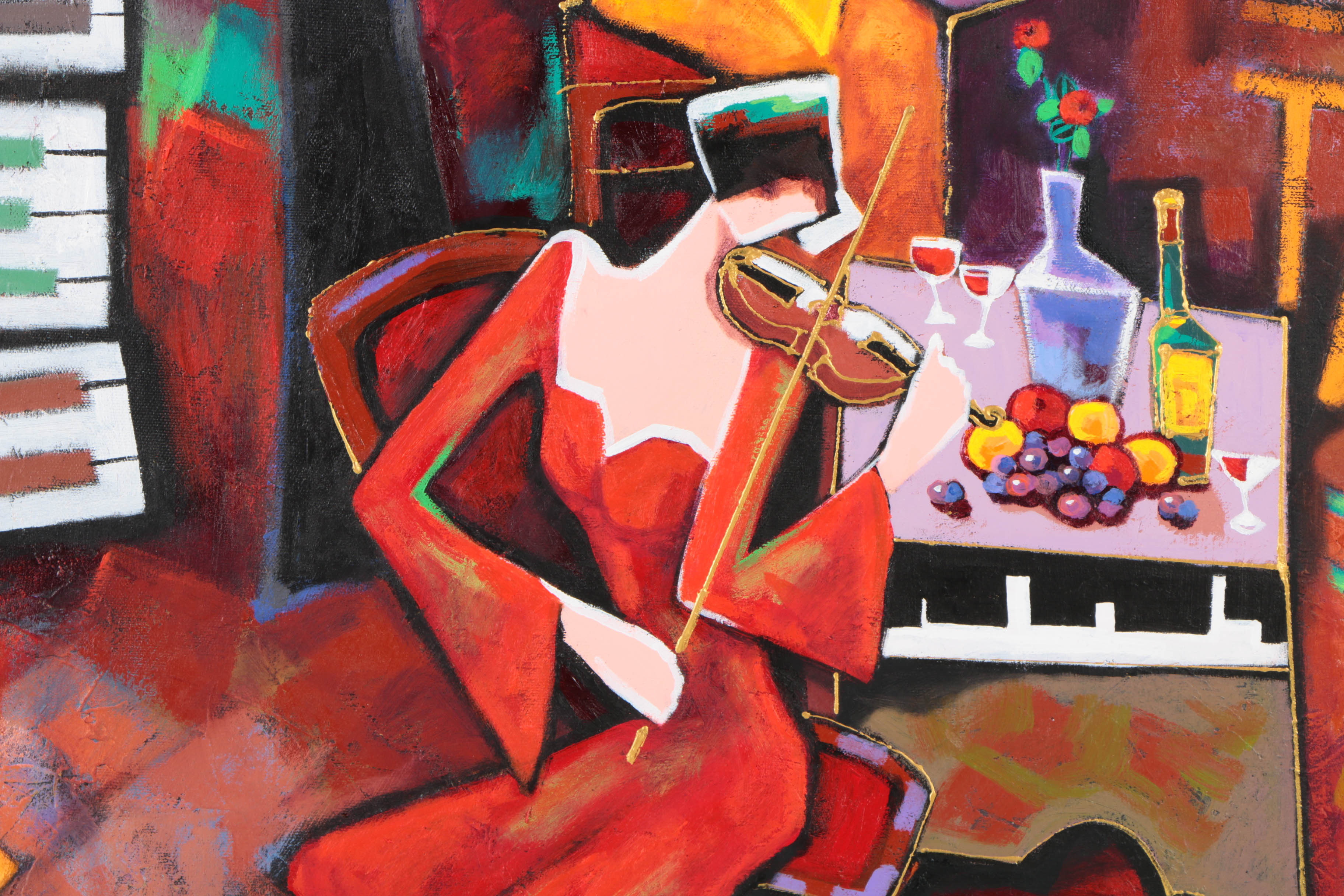 Charles Lee Acrylic Painting on Canvas "Moonlight Trio"