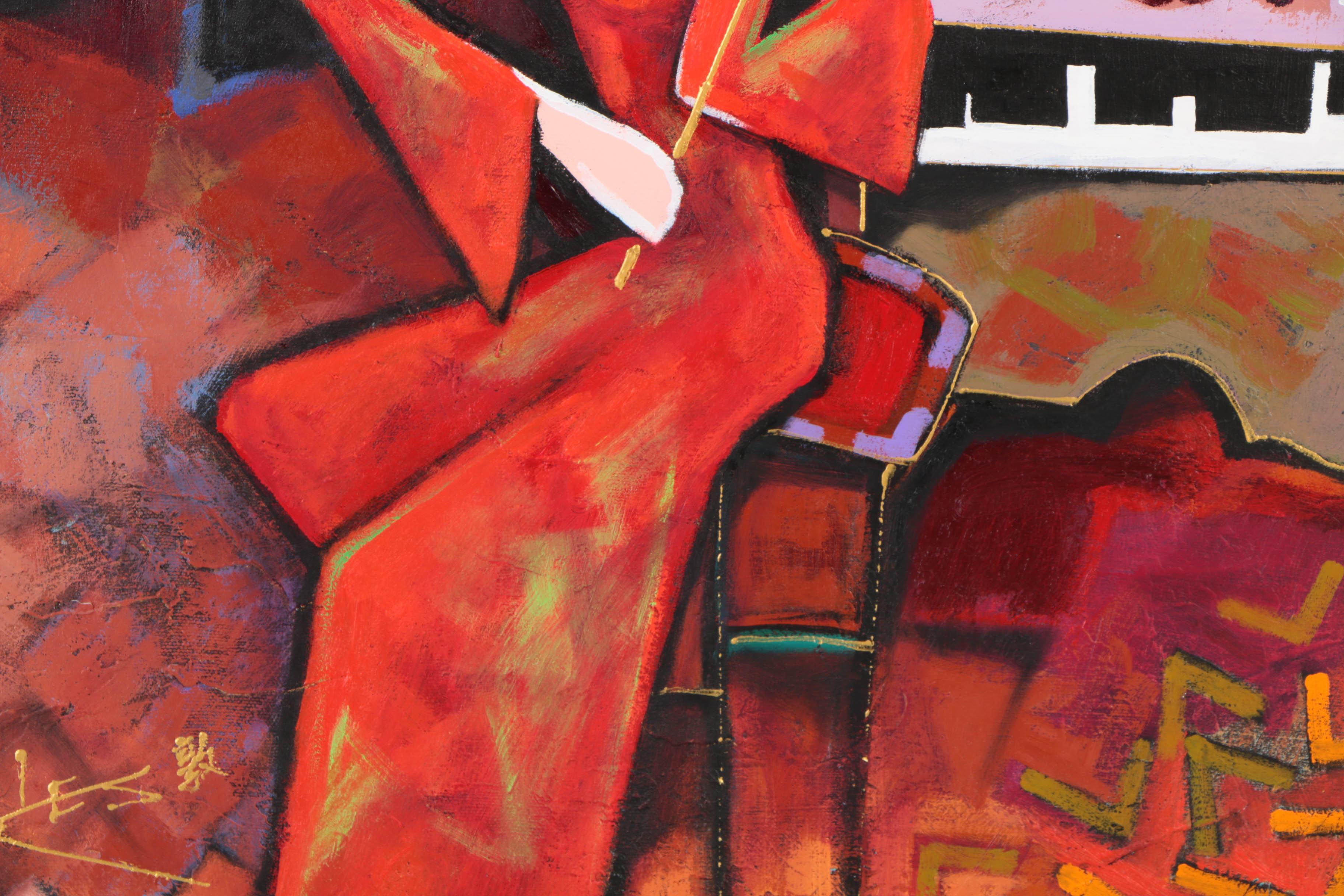 Charles Lee Acrylic Painting on Canvas "Moonlight Trio"