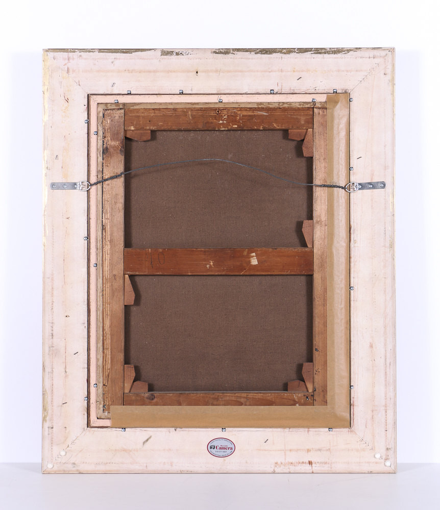 G. Monnin Oil Painting on Canvas Woman with a Flower