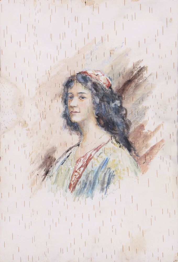 Painting on Bark by Cincinnati Artist Lee F Randolph (b. 1880)