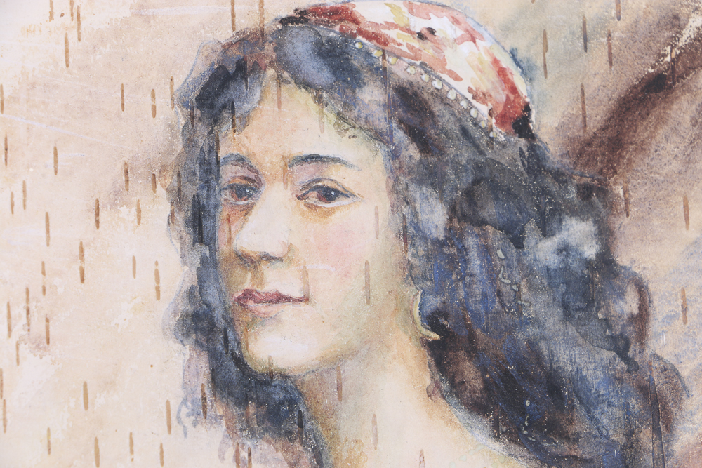 Painting on Bark by Cincinnati Artist Lee F Randolph (b. 1880)