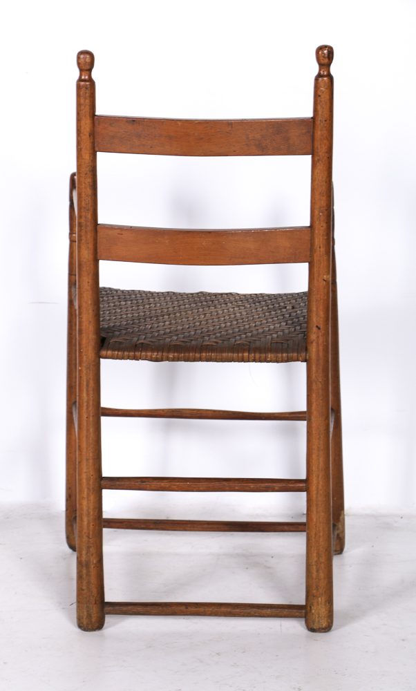 Antique Banister-Back Side Chair and Child's Ladderback Highchair