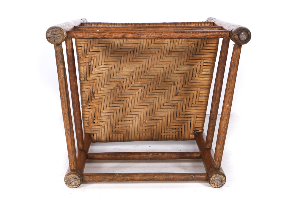 Antique Banister-Back Side Chair and Child's Ladderback Highchair