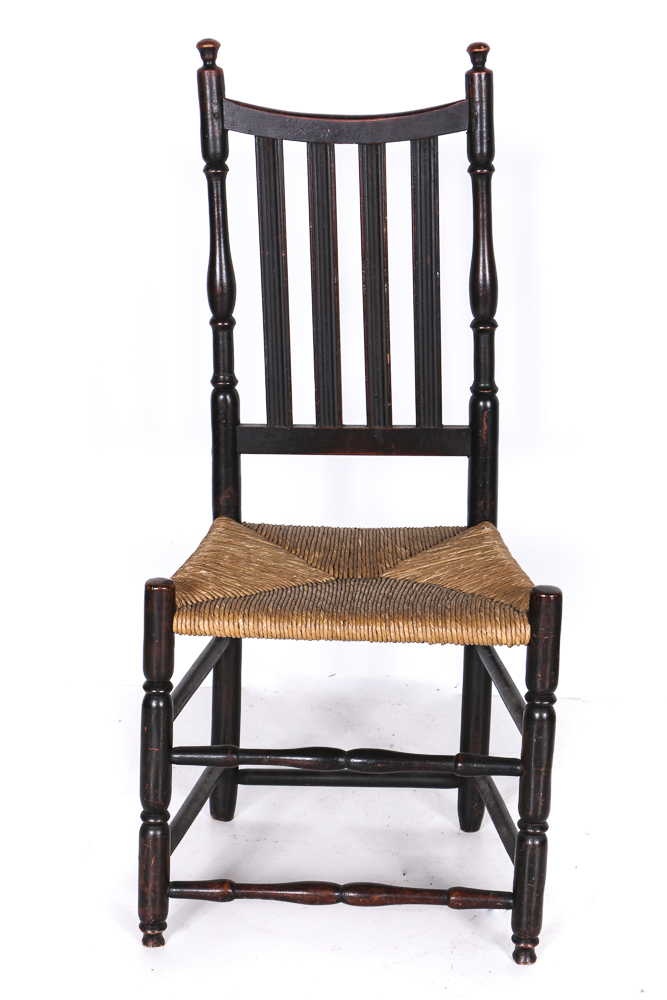 Antique Banister-Back Side Chair and Child's Ladderback Highchair