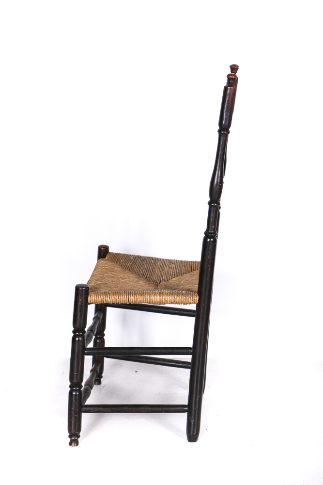 Antique Banister-Back Side Chair and Child's Ladderback Highchair