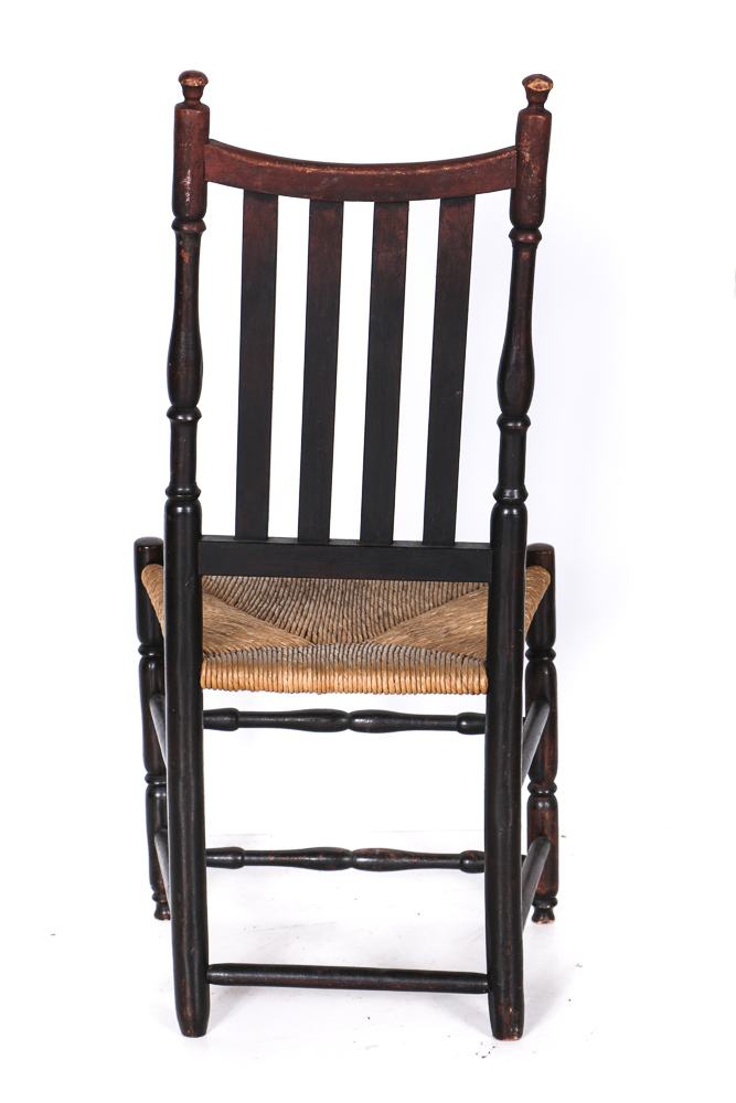 Antique Banister-Back Side Chair and Child's Ladderback Highchair