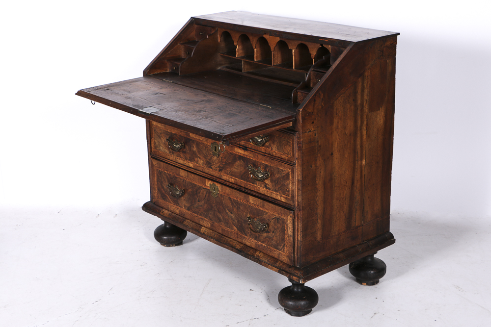 Antique English William and Mary Slant Front Desk, Circa 1730
