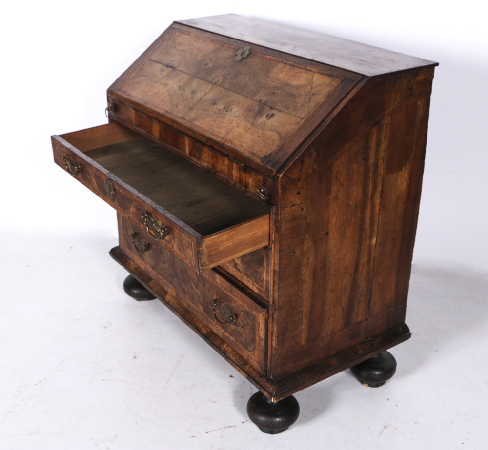 Antique English William and Mary Slant Front Desk, Circa 1730