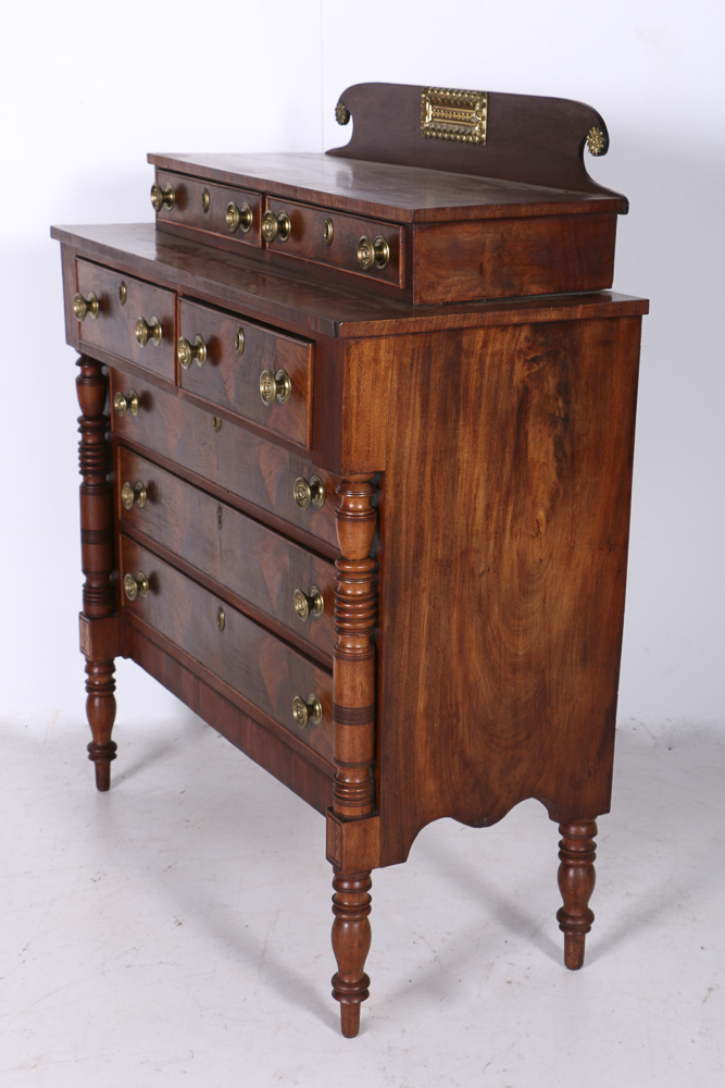Antique Empire Mahogany Chest With Seven Drawers