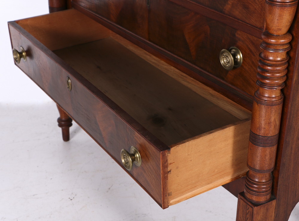 Antique Empire Mahogany Chest With Seven Drawers