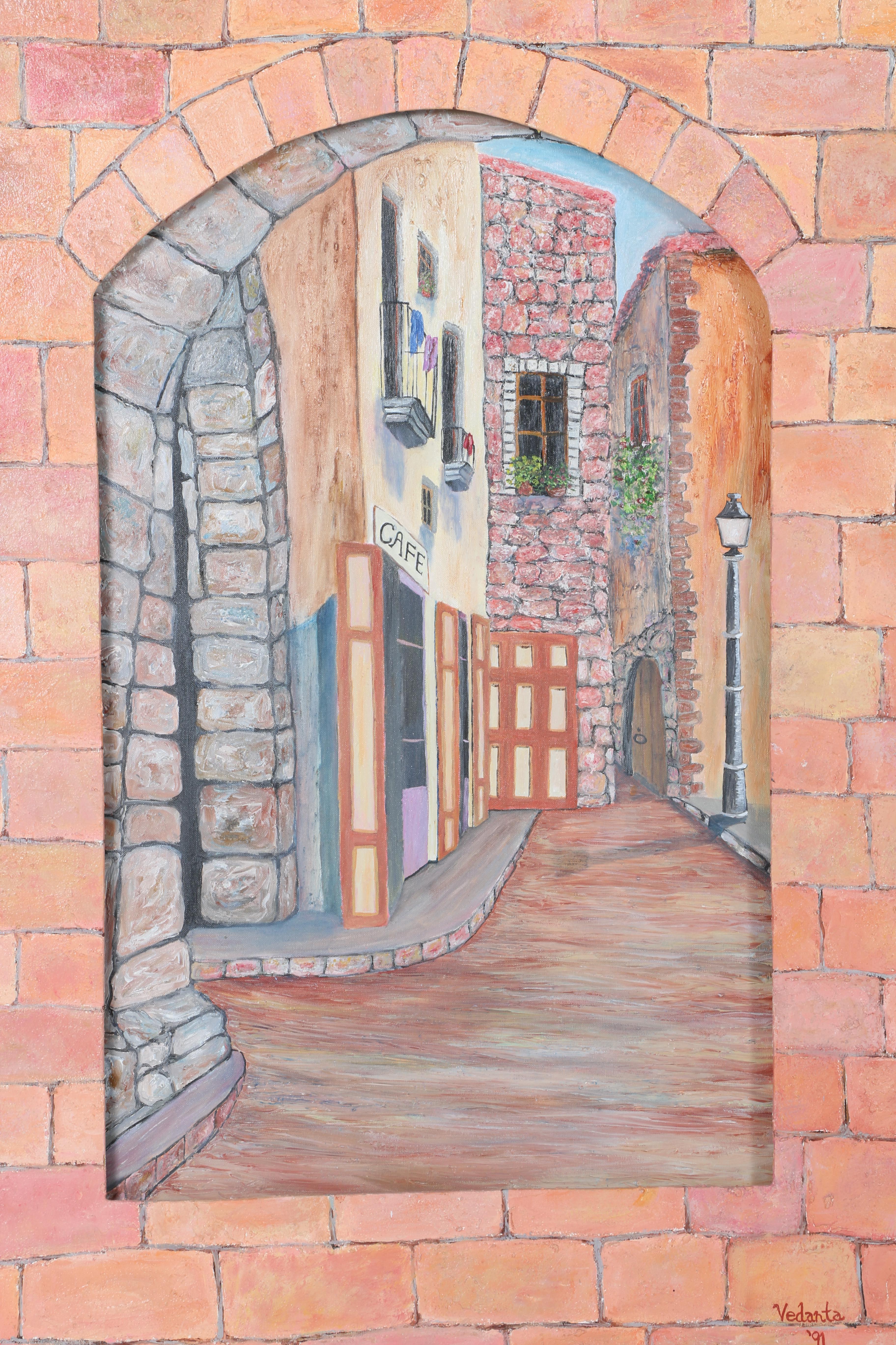 Vedanta Acrylic Painting on Canvas of Townscape