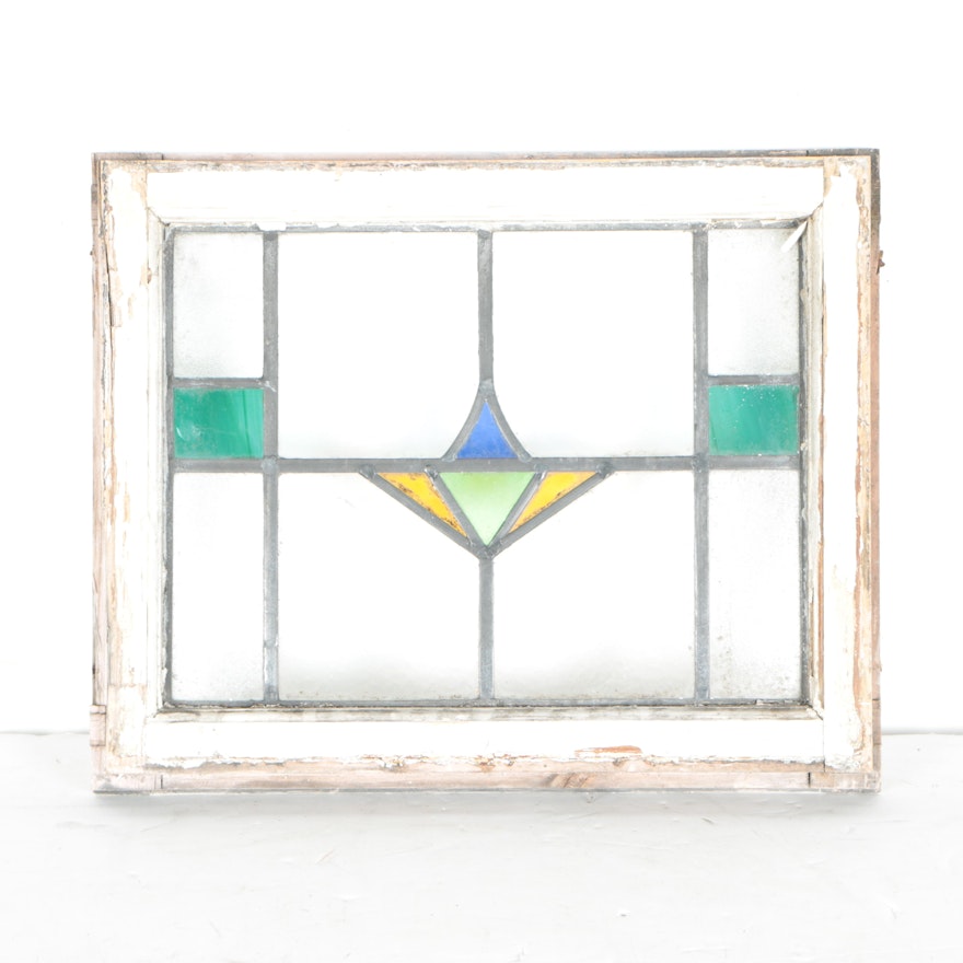 Vintage Window With Stain Glass Inlay