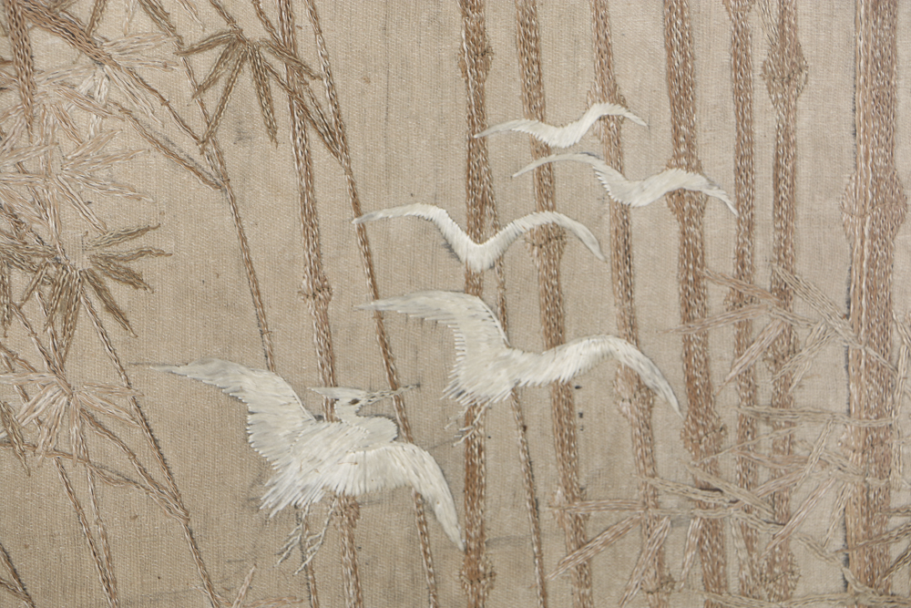 Antique Queen Anne Style Room Divider With East Asian Embroidery Panel