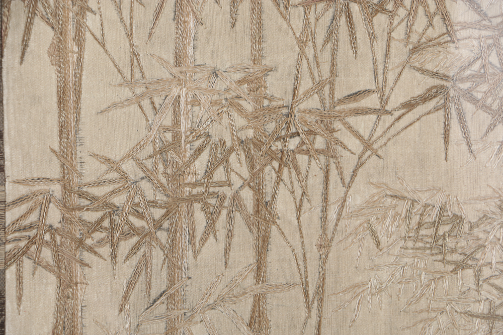 Antique Queen Anne Style Room Divider With East Asian Embroidery Panel