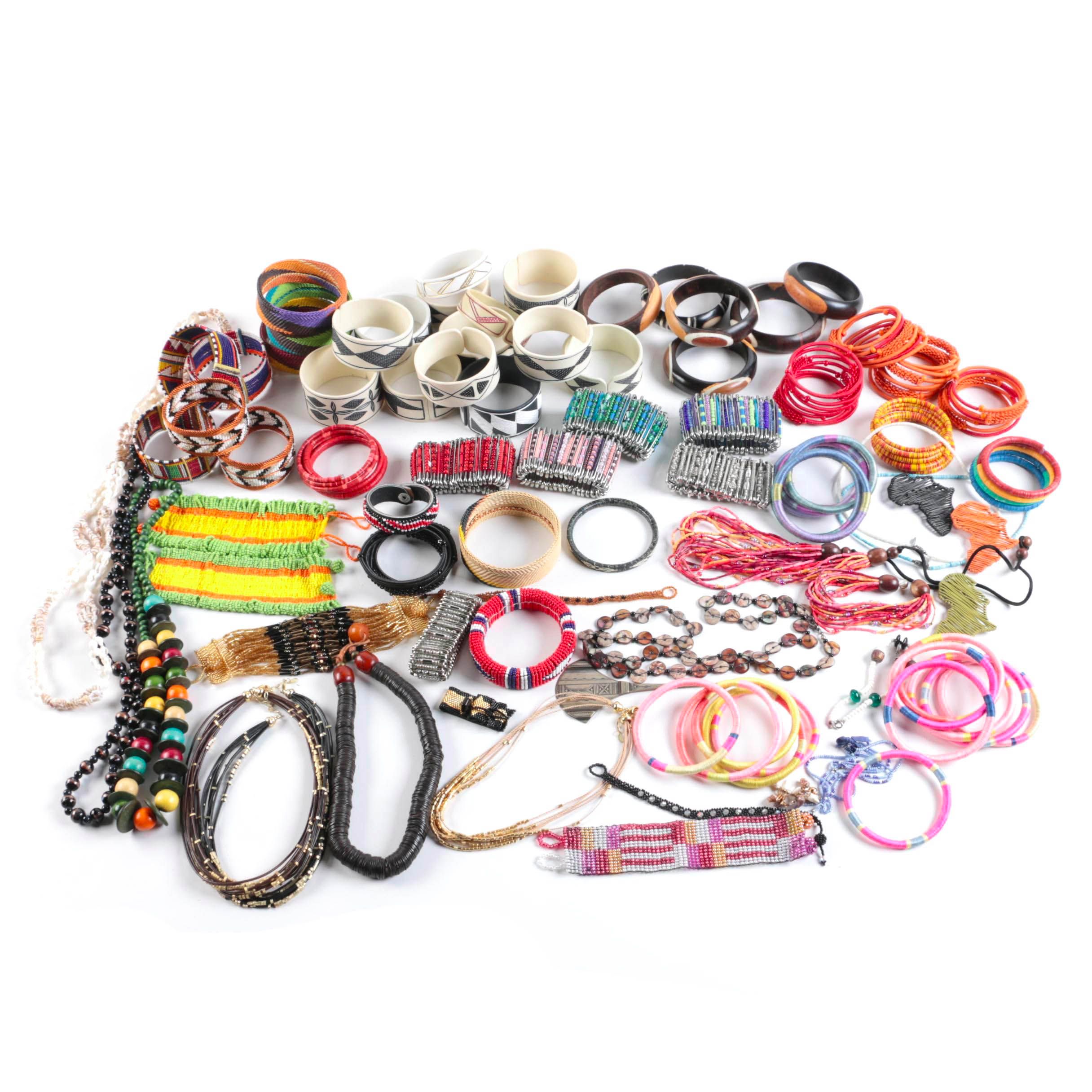 Assortment of Jewelry Featuring African Made Pieces