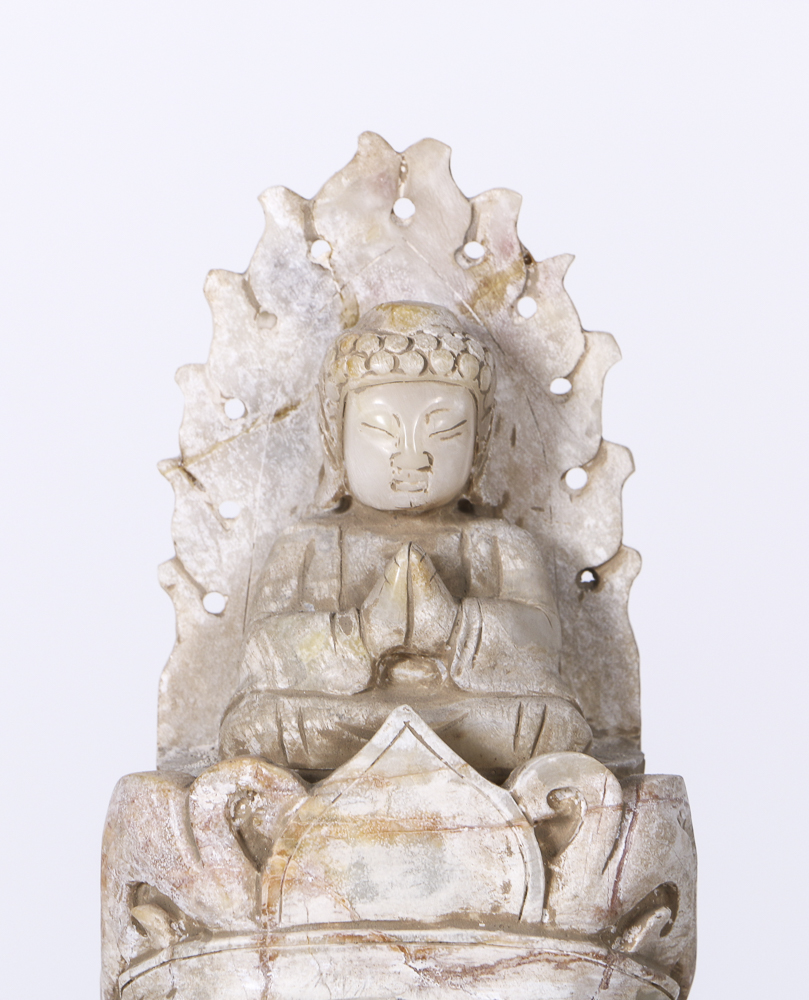 19th-Century East Asian Carved Marble Bodhisattva Sculpture
