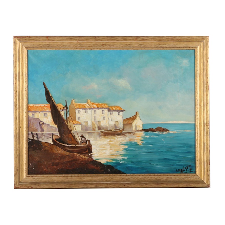 C. Melikoff Oil Painting "Marseille Village"