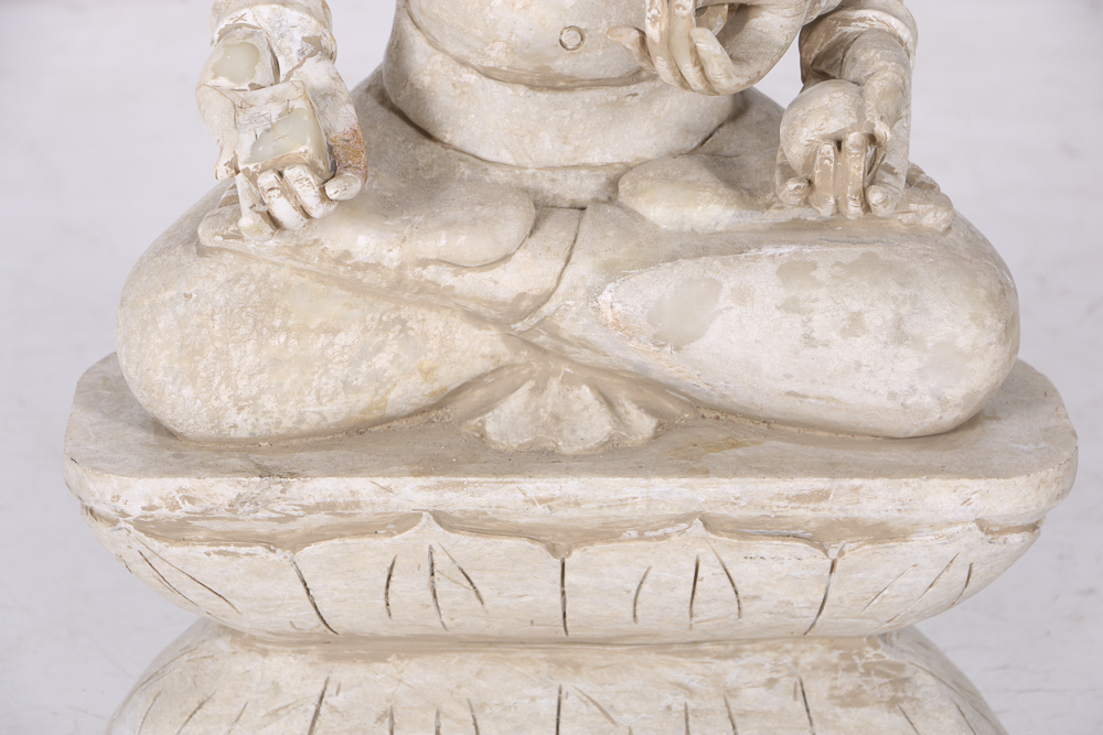 19th-Century East Asian Carved Marble Bodhisattva Sculpture