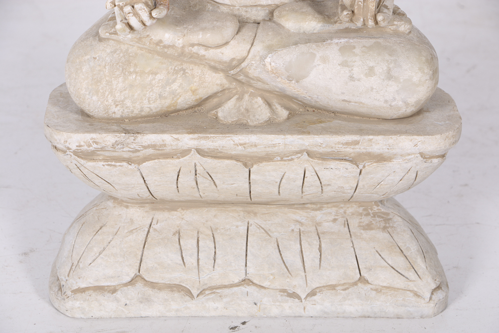 19th-Century East Asian Carved Marble Bodhisattva Sculpture