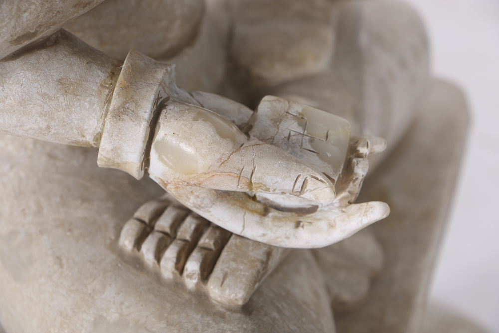 19th-Century East Asian Carved Marble Bodhisattva Sculpture